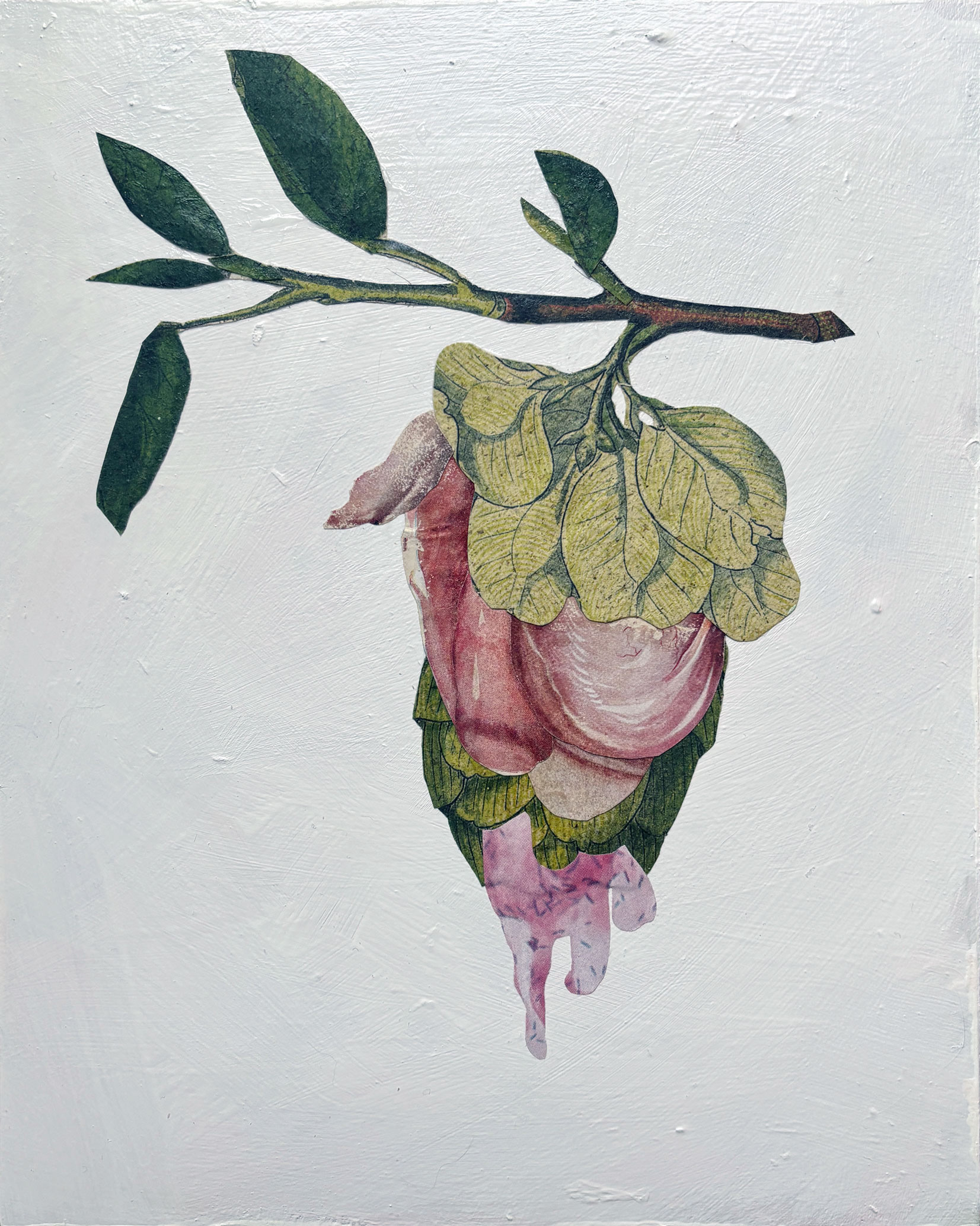 o.T. 02, 20 x 25cm, Acrylfarbe, Collage auf Holz, 350,–