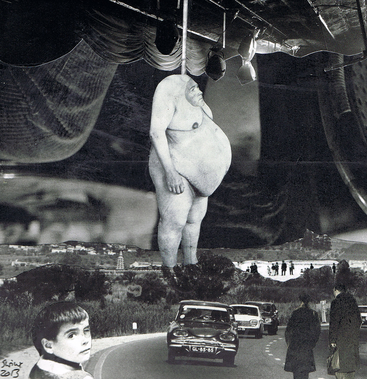 koloss, 16 x 16, Collage auf Pappe