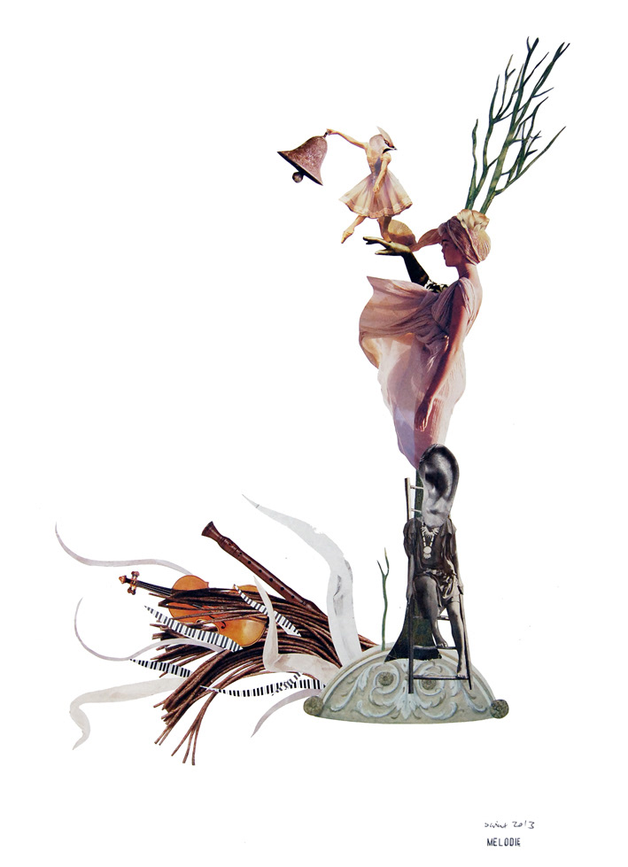 melodie, 50 x 70, Collage auf Pappe