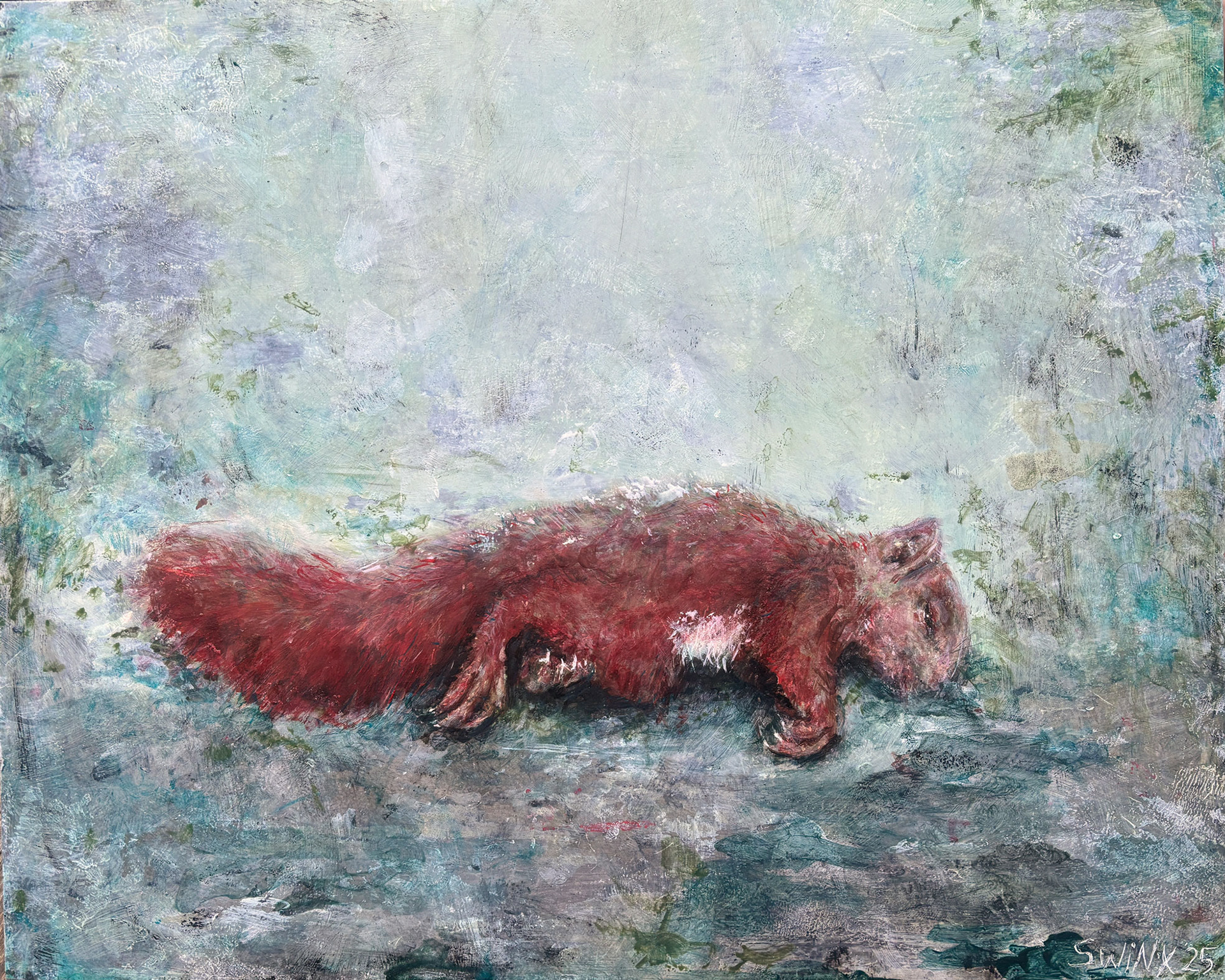 sciurus_vulgaris, Acrylfarbe auf Holz, 50 x40 cm, 1200,–