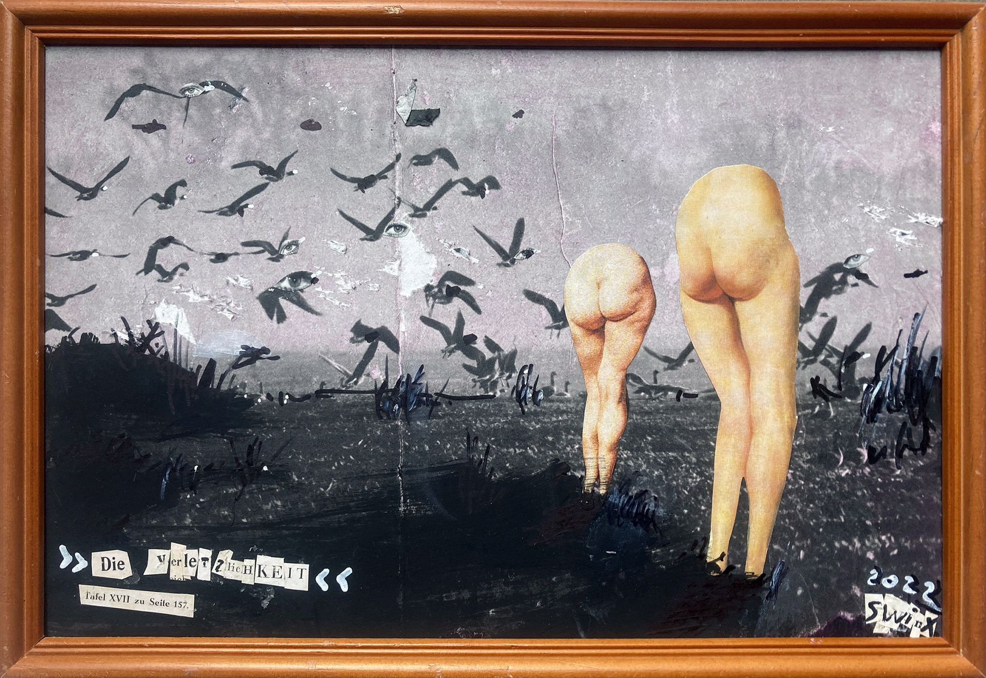 die Verletzlichkeit, 30 x 20, Collage, Acryl auf Pappe, alter Rahmen, 180,–