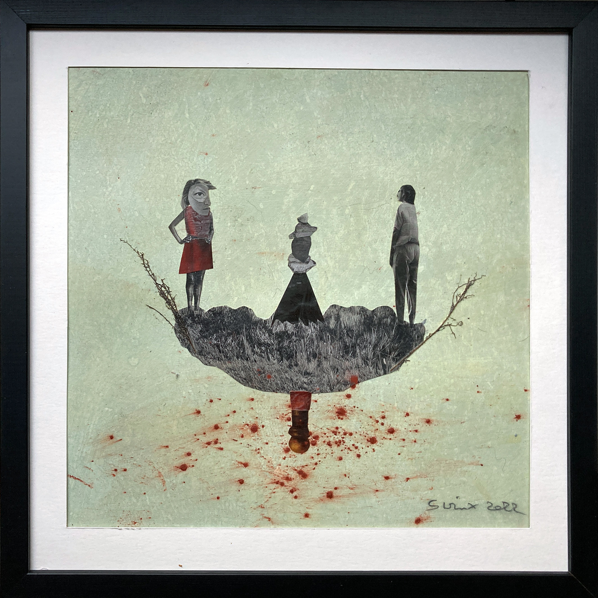 Balance03 (Paar), 30 x 30, Collage, Acrylfarbe, Pigmente Brennesselwurzel auf Pappe