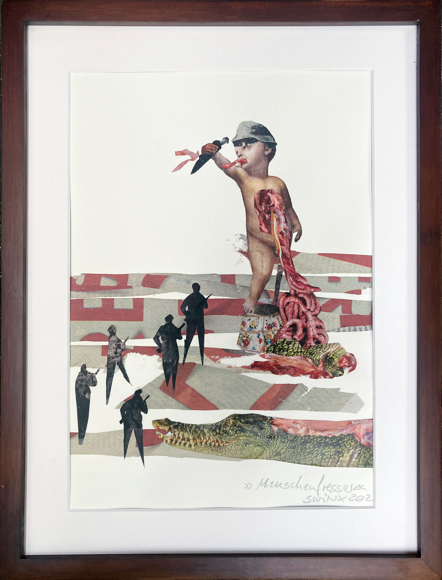 Menschenfresser, 30 x 40, Collage, gerahmt, 850,–