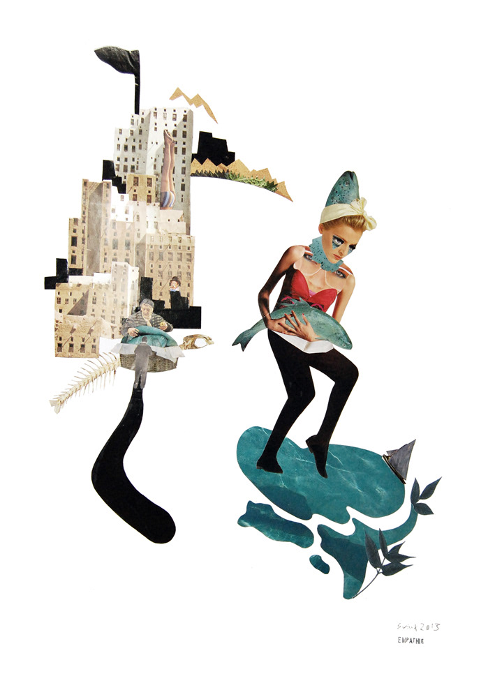 empathie, 50 x 70, Collage auf Pappe, 200,–