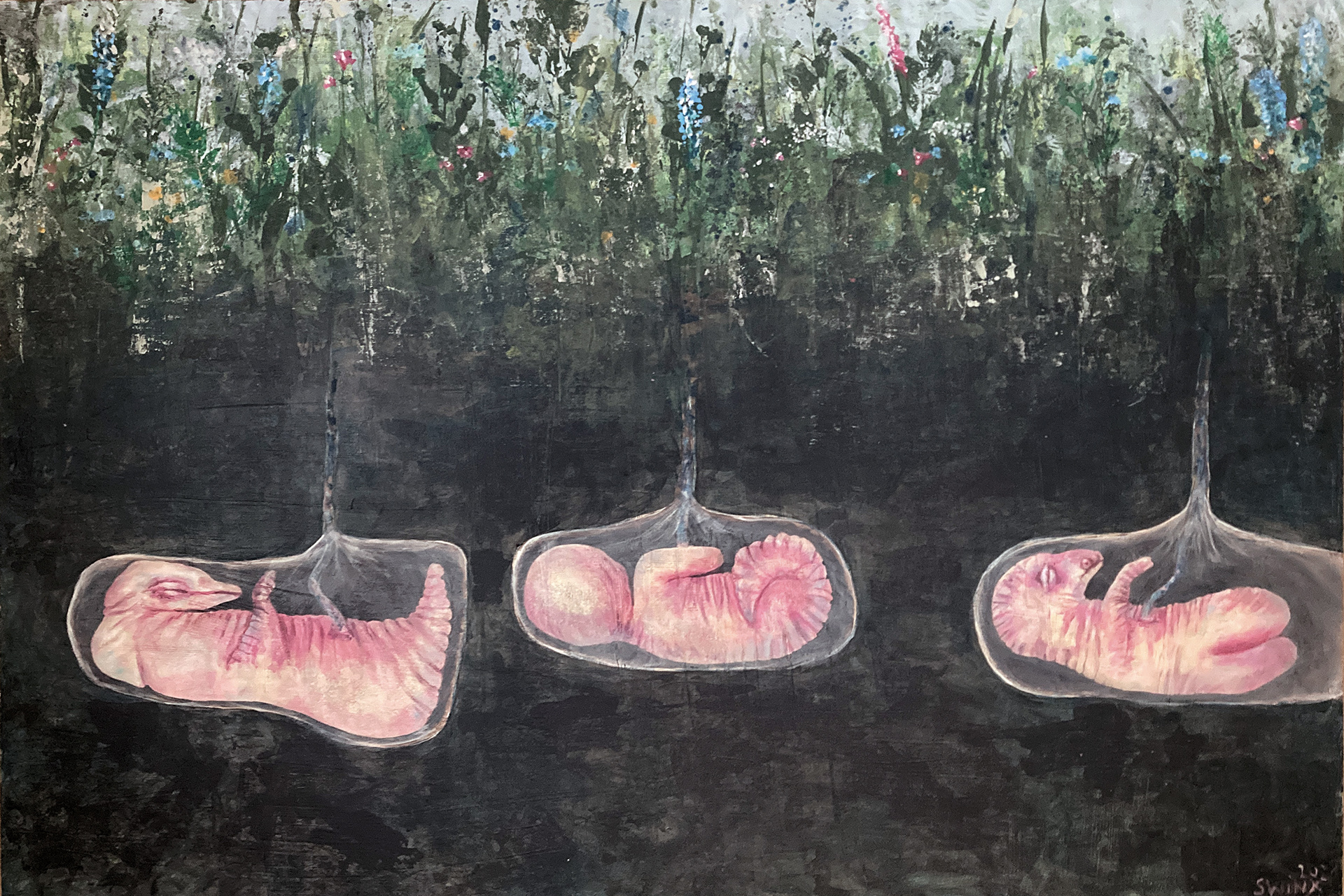 Morphose, 150 x 100 cm, Acrylfarbe auf Holz, 4000,–