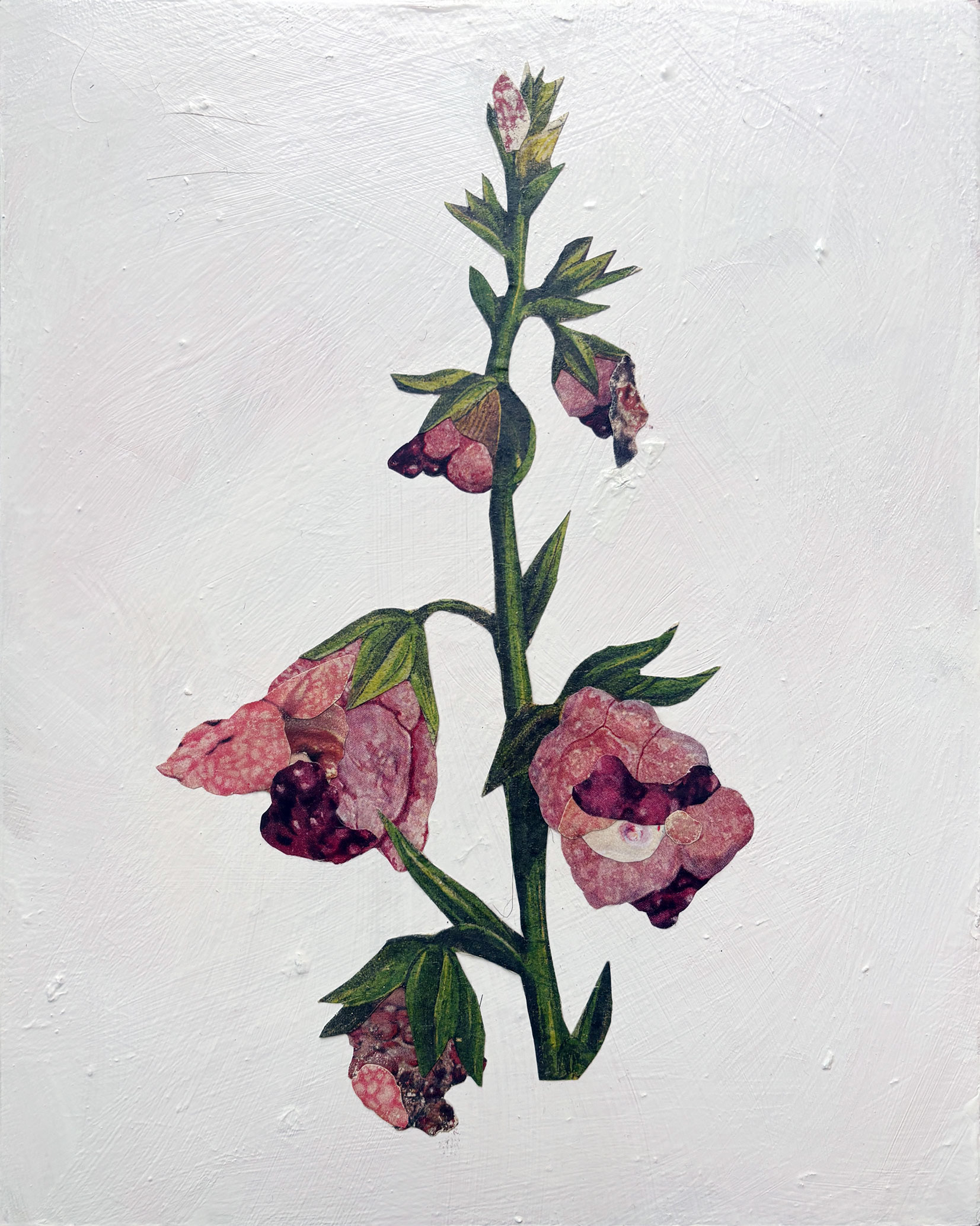 o.T. 01, 20 x 25cm, Acrylfarbe, Collage auf Holz, 350,–