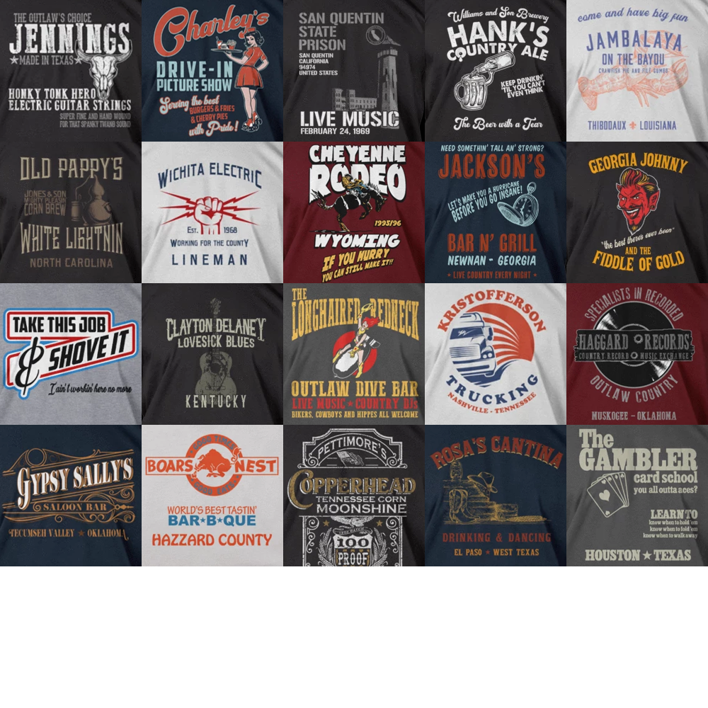Country music and Americana designs