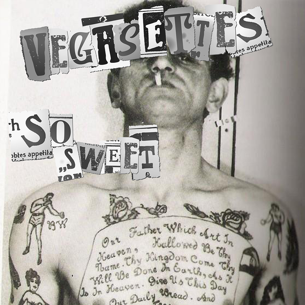I must admit when the band played me the song I thought that they had pinched the riff for somewhere. Anyway, they wanted this one to make them look "bad ass", so a vintage tattooists photograph and the punk staple of mismatched ransom note letting worked a treat.