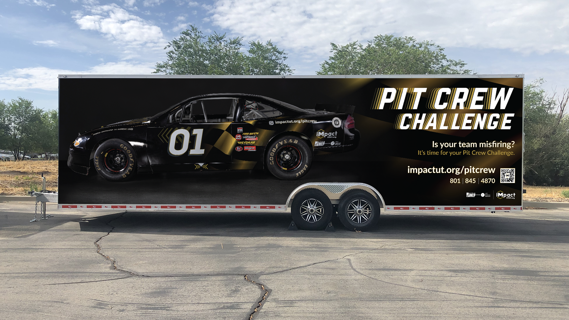 Rebrand of the Pit Crew Challenge trailer and car wrap.