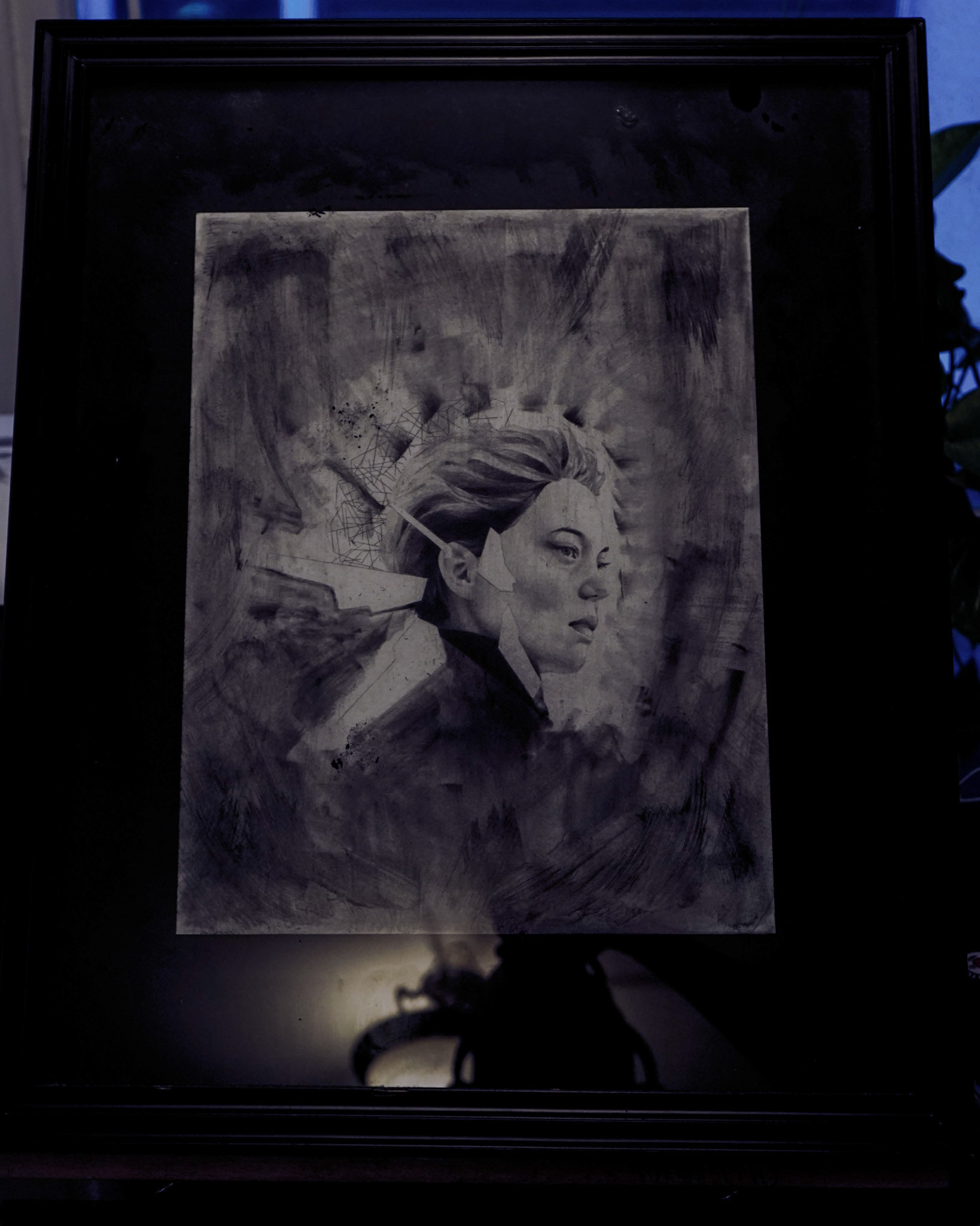 GRAPHITE, CHARCOAL, AND GUACHE ON BRISTOL 