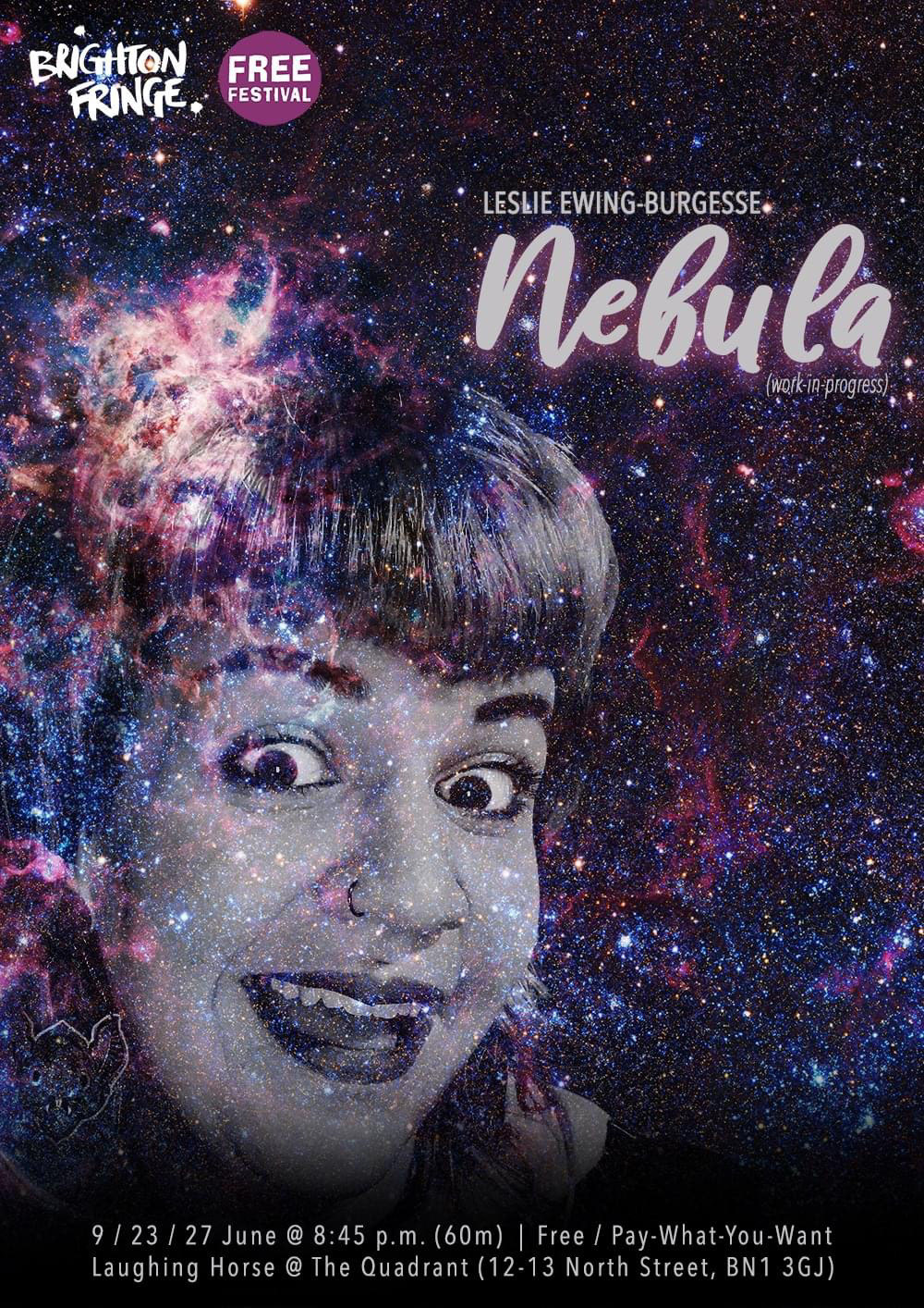 Work-in-progress promo for Brighton Fringe. As you can see, this was when I came up with the design I ended up fine-tuning for the finished show.