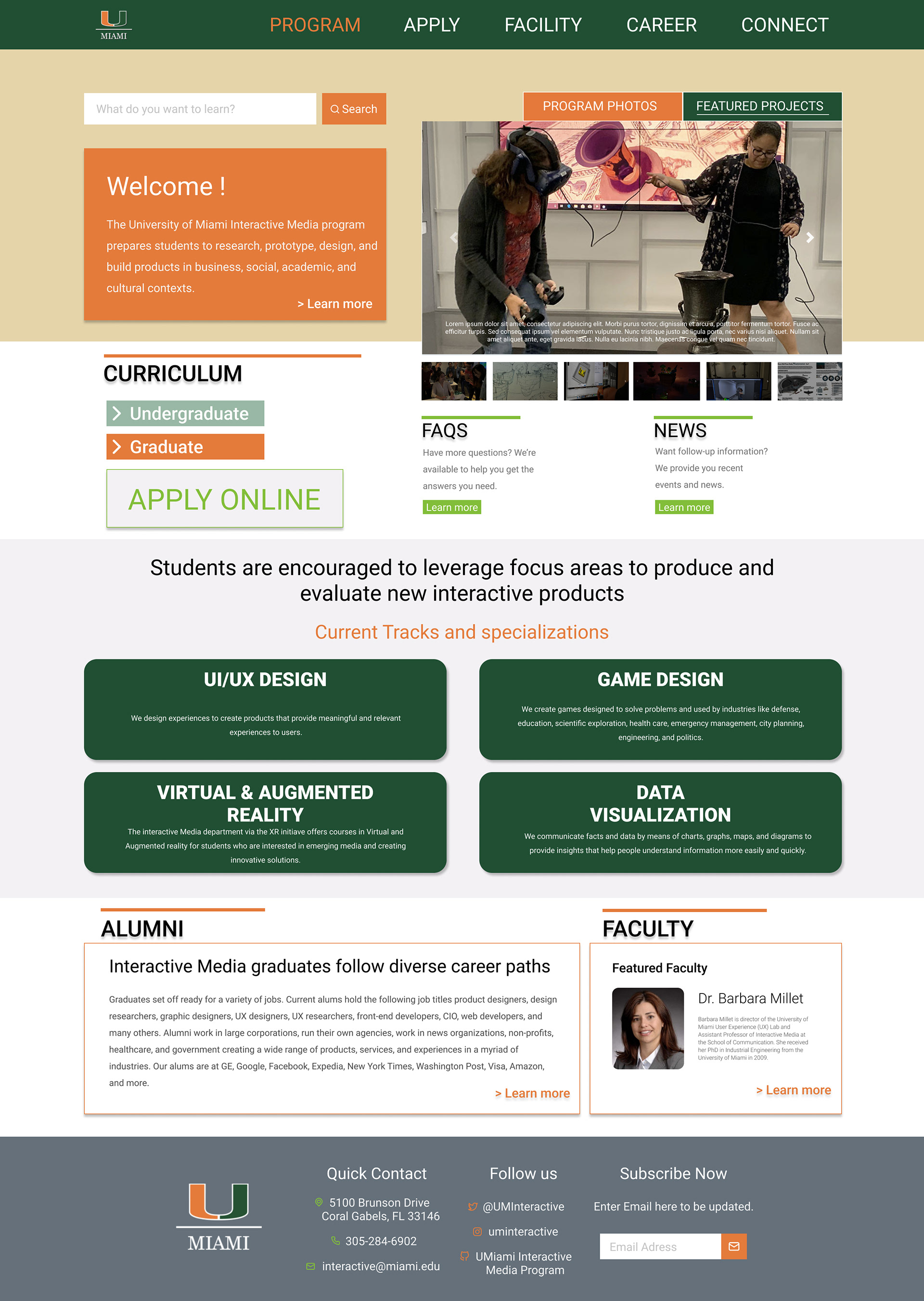 High-Fidelity Mockup Redesign of UM Interactive Media Home Page by Erik Soriano