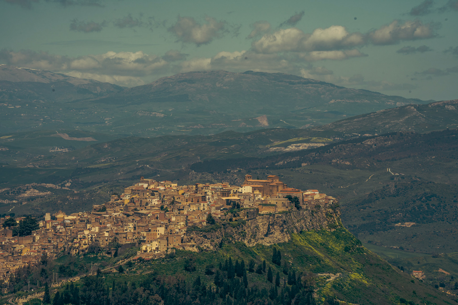 View to Calascibetta from Enna