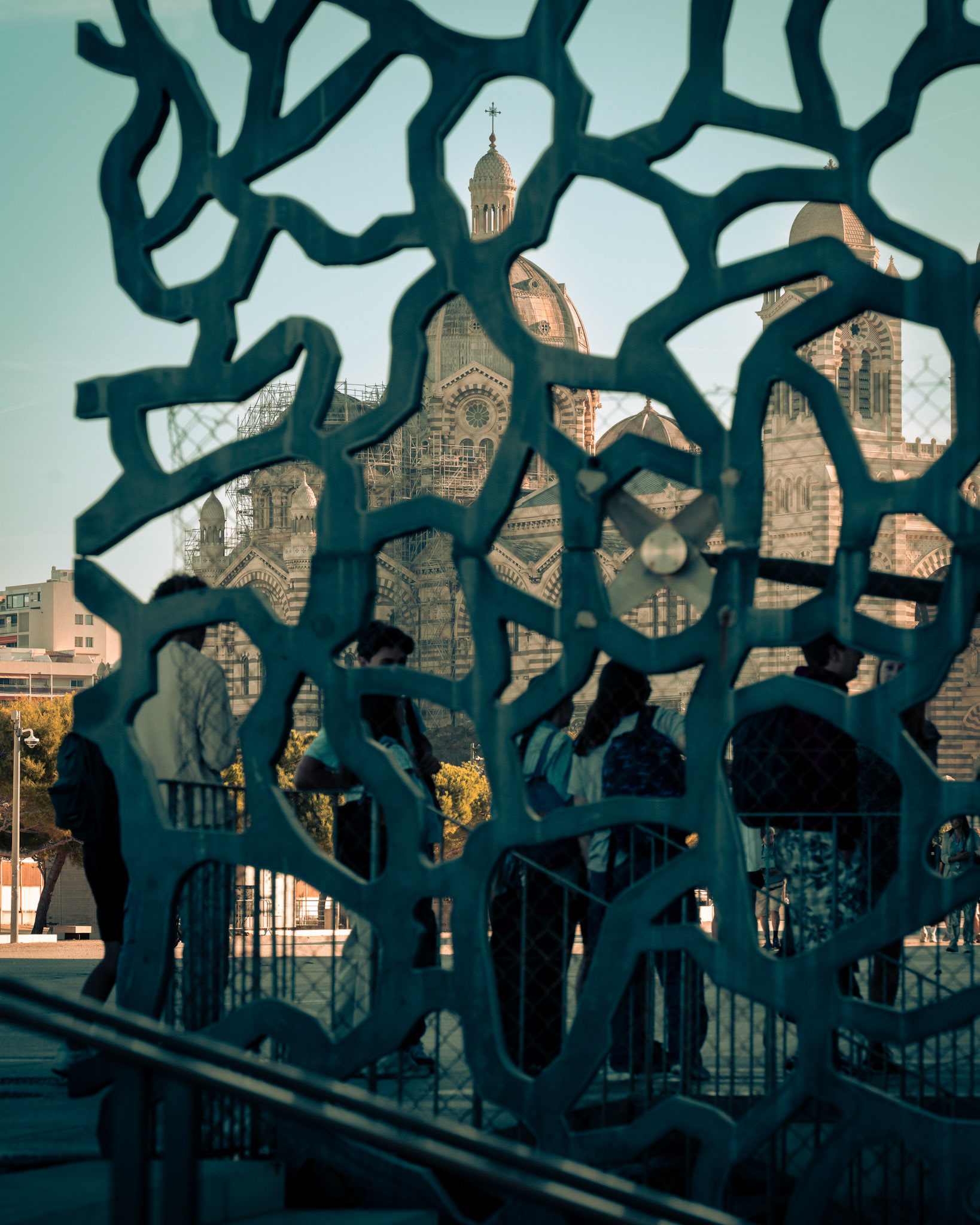 Tourists at the Muceum and Cathédrale la Major de Marseille
