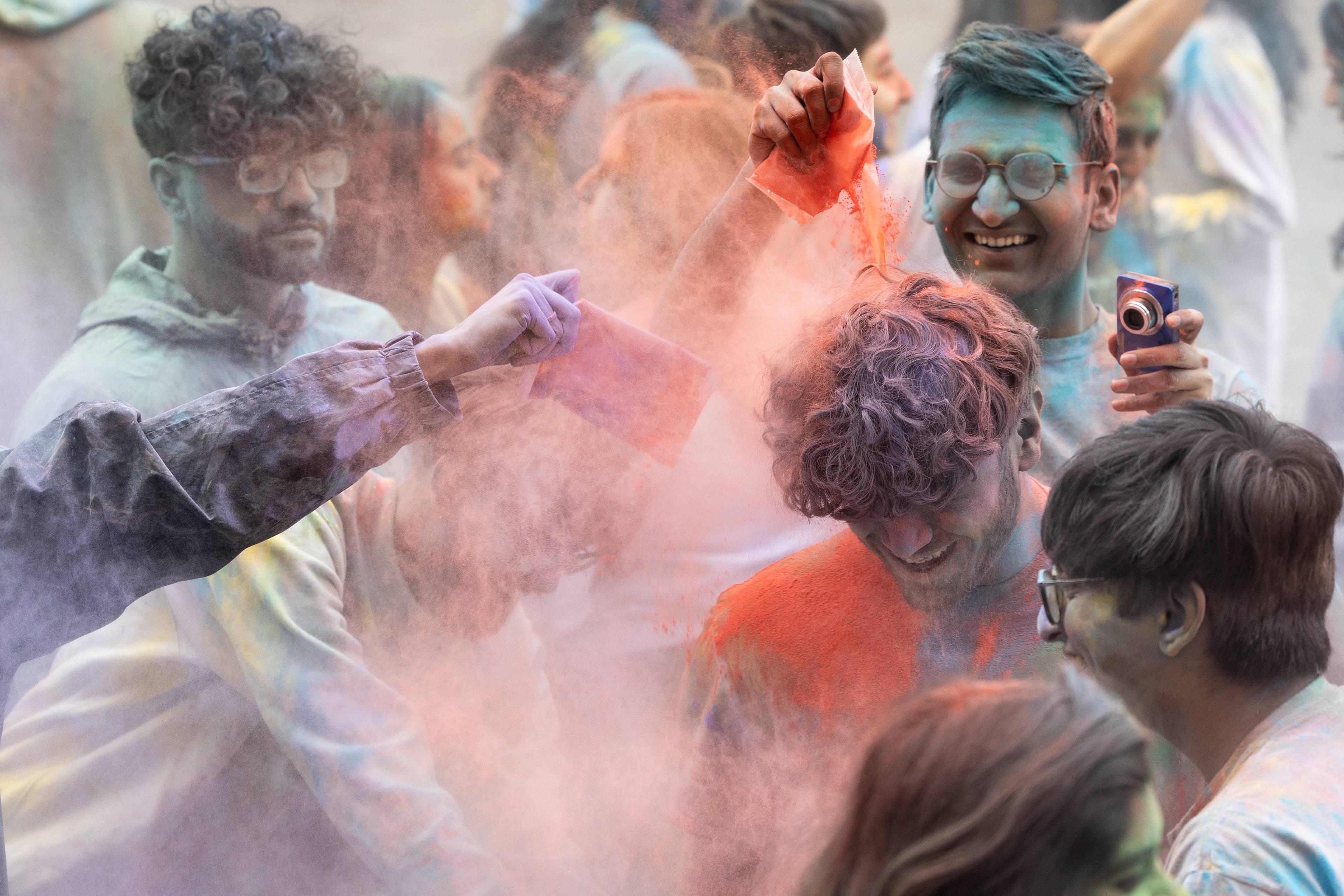 The Indian Students Association at Ohio State University celebrates Holi on campus in Columbus, Ohio, April 6, 2024.