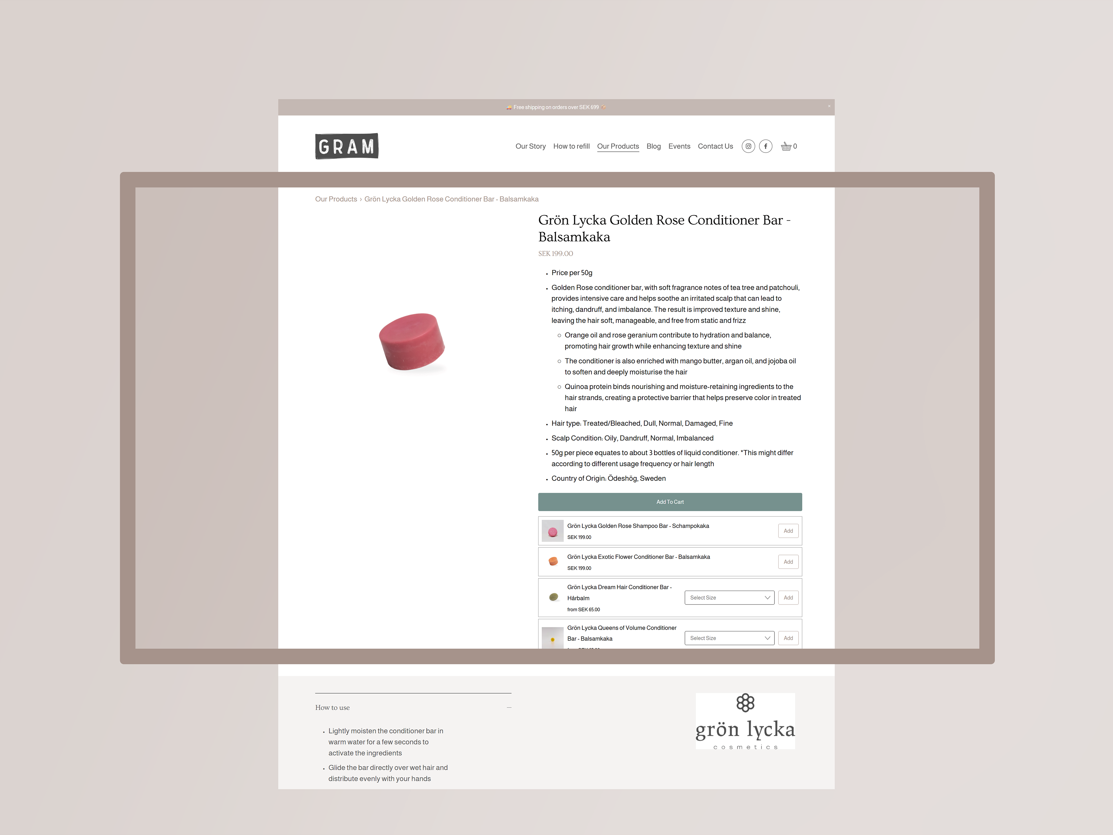 An example of an item page