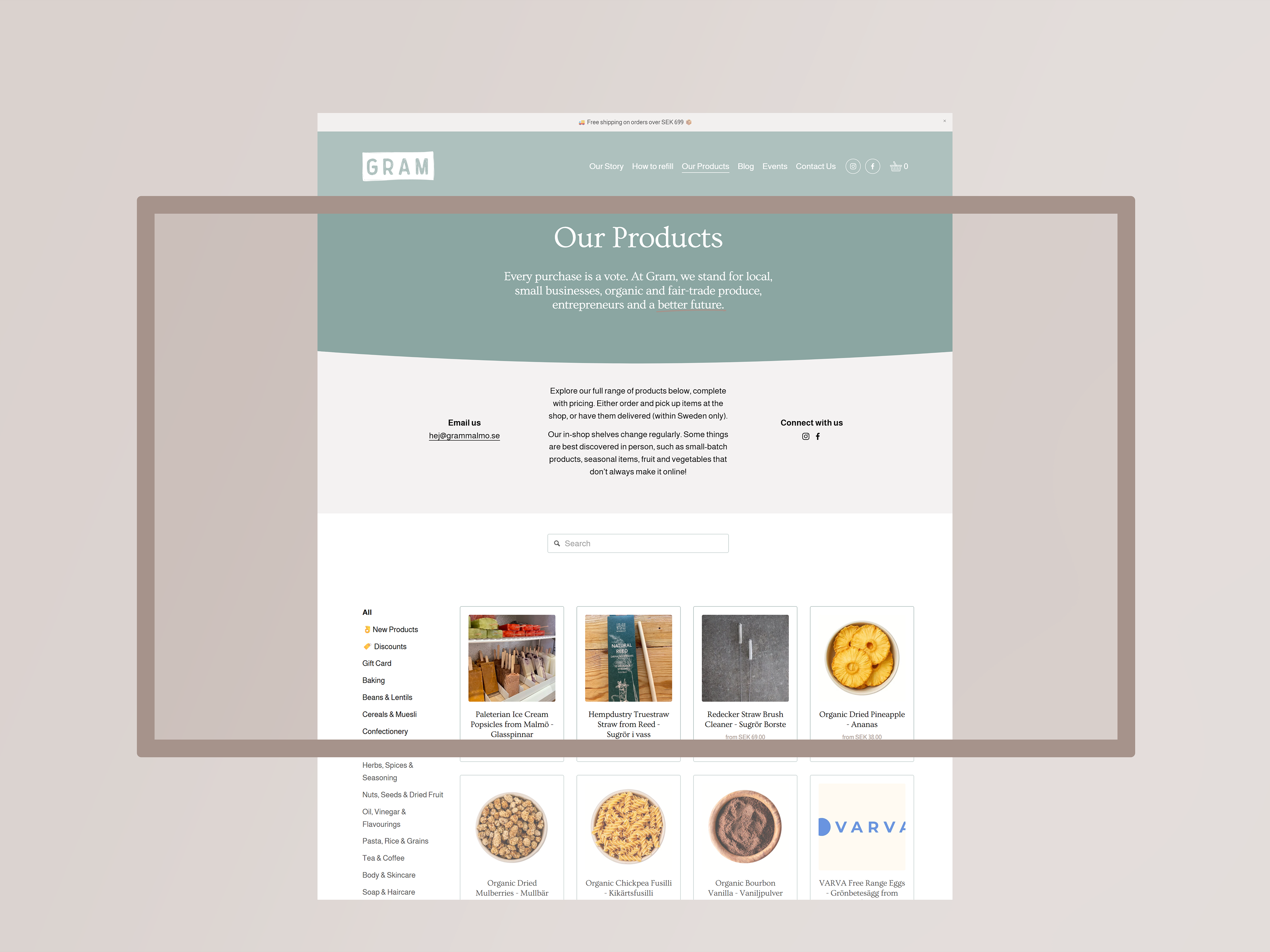The products page