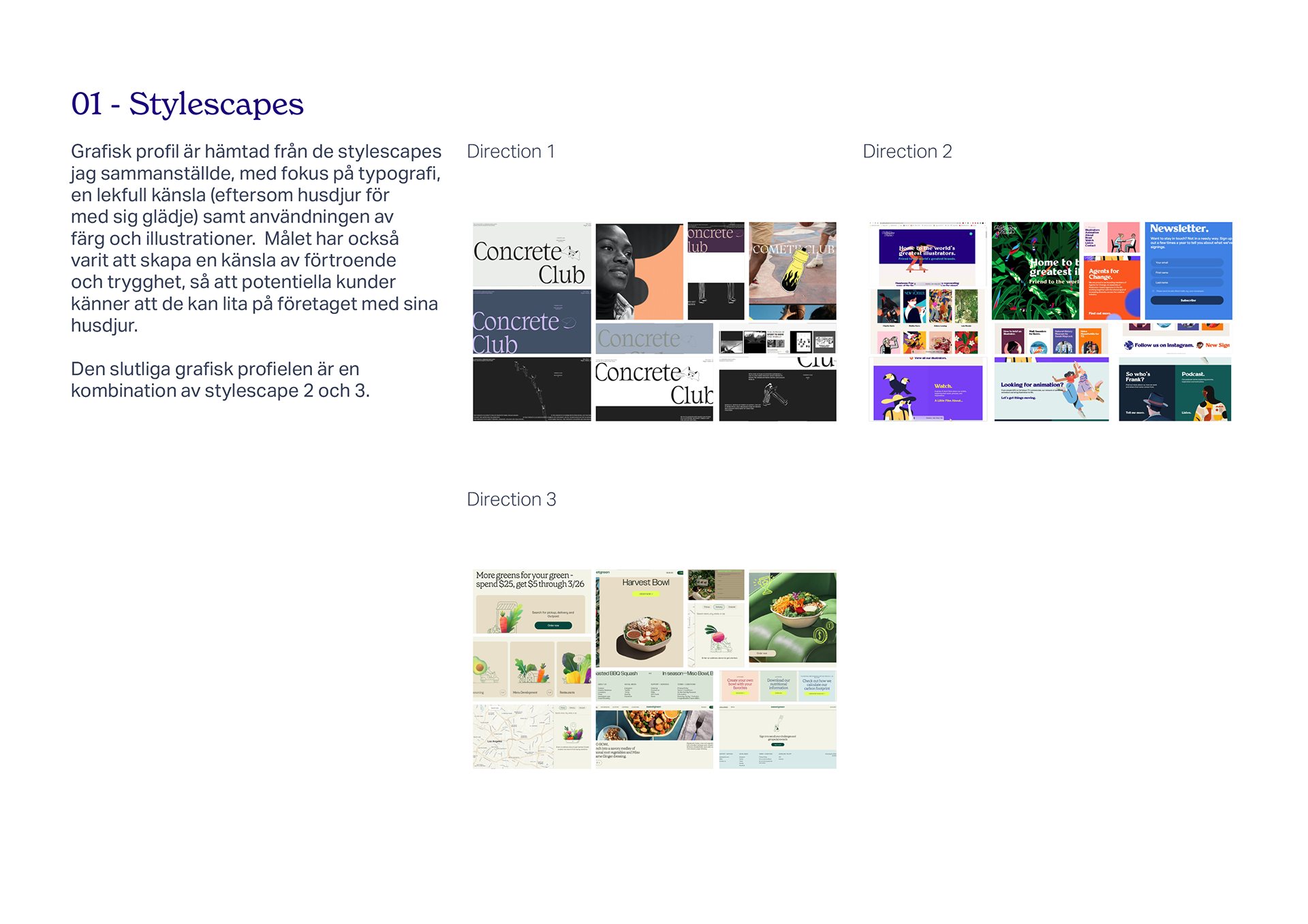 The graphic profile is inspired by direction two and three