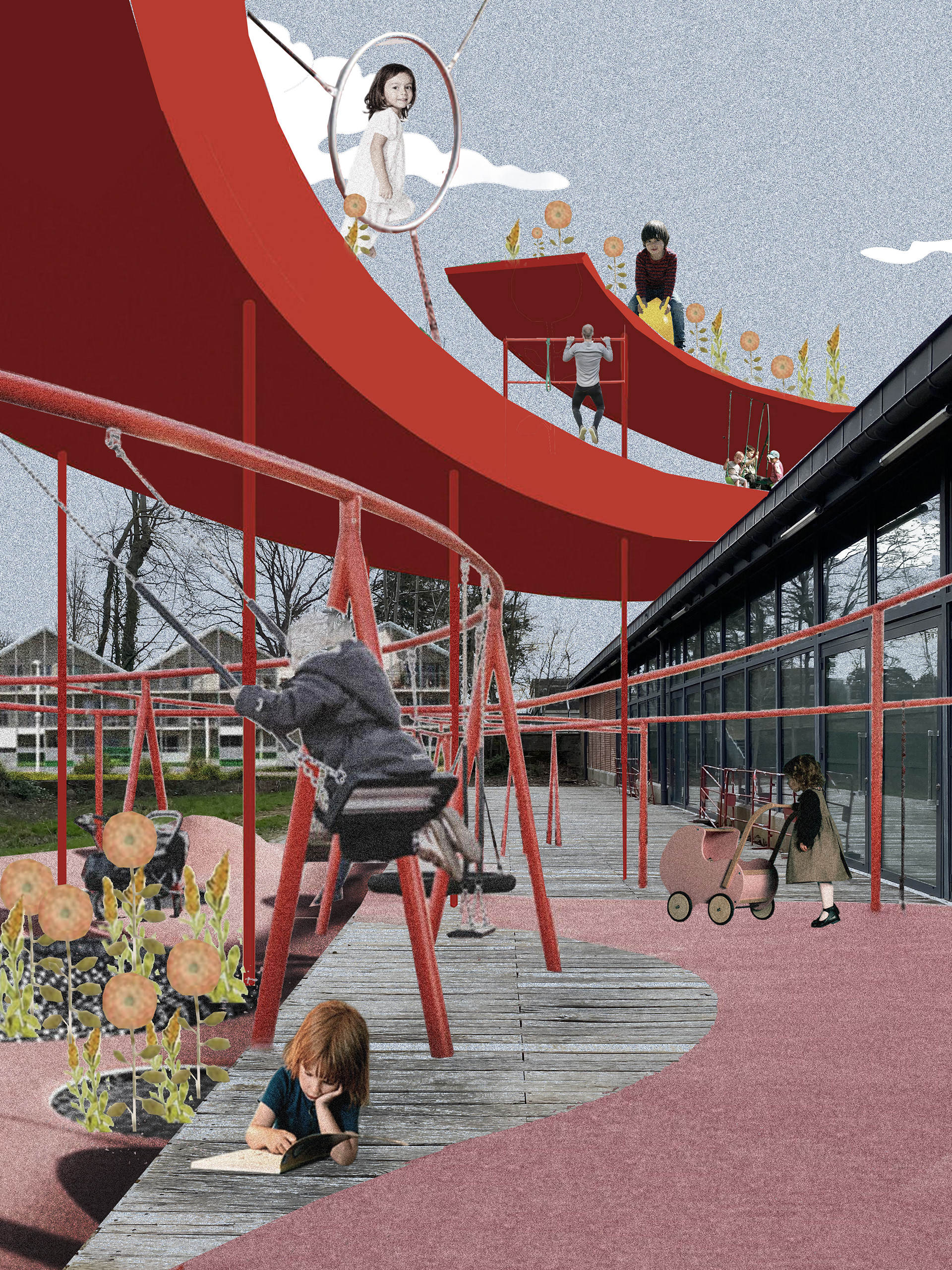 Collage d'intention des usages de la passerelle
