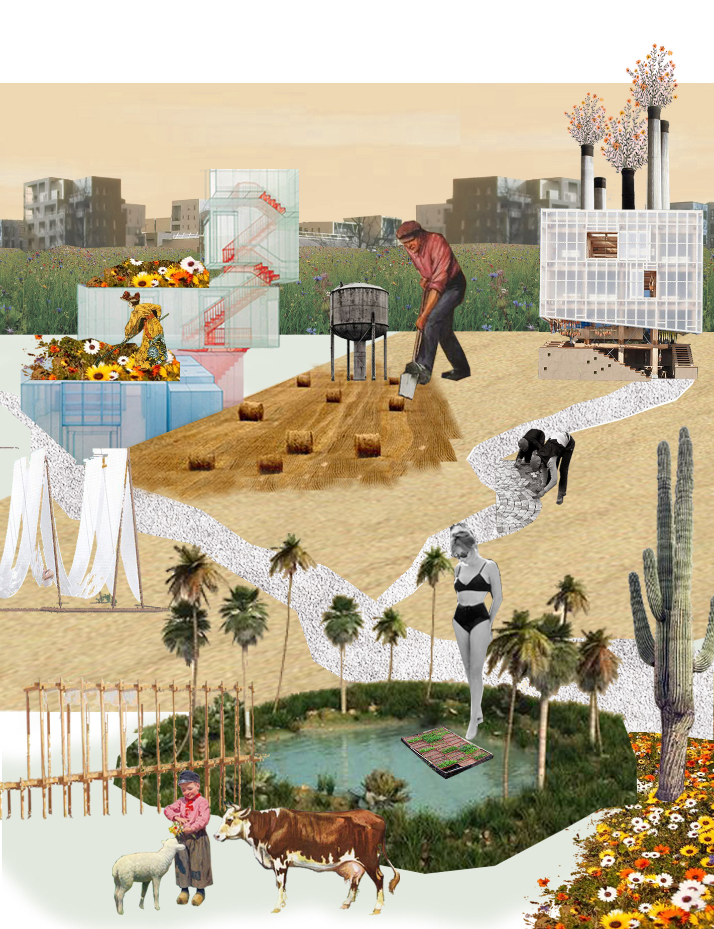 Collage d'intention "Oasis factory"