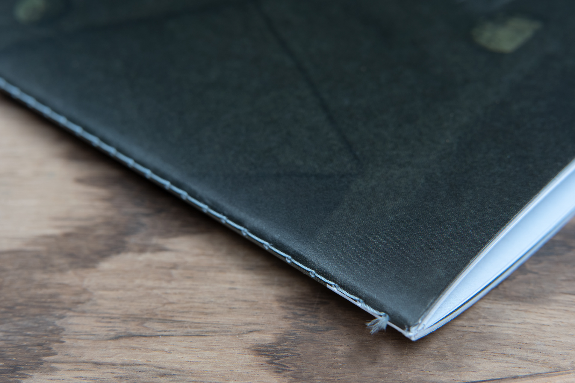Hand stitched spine on brochure