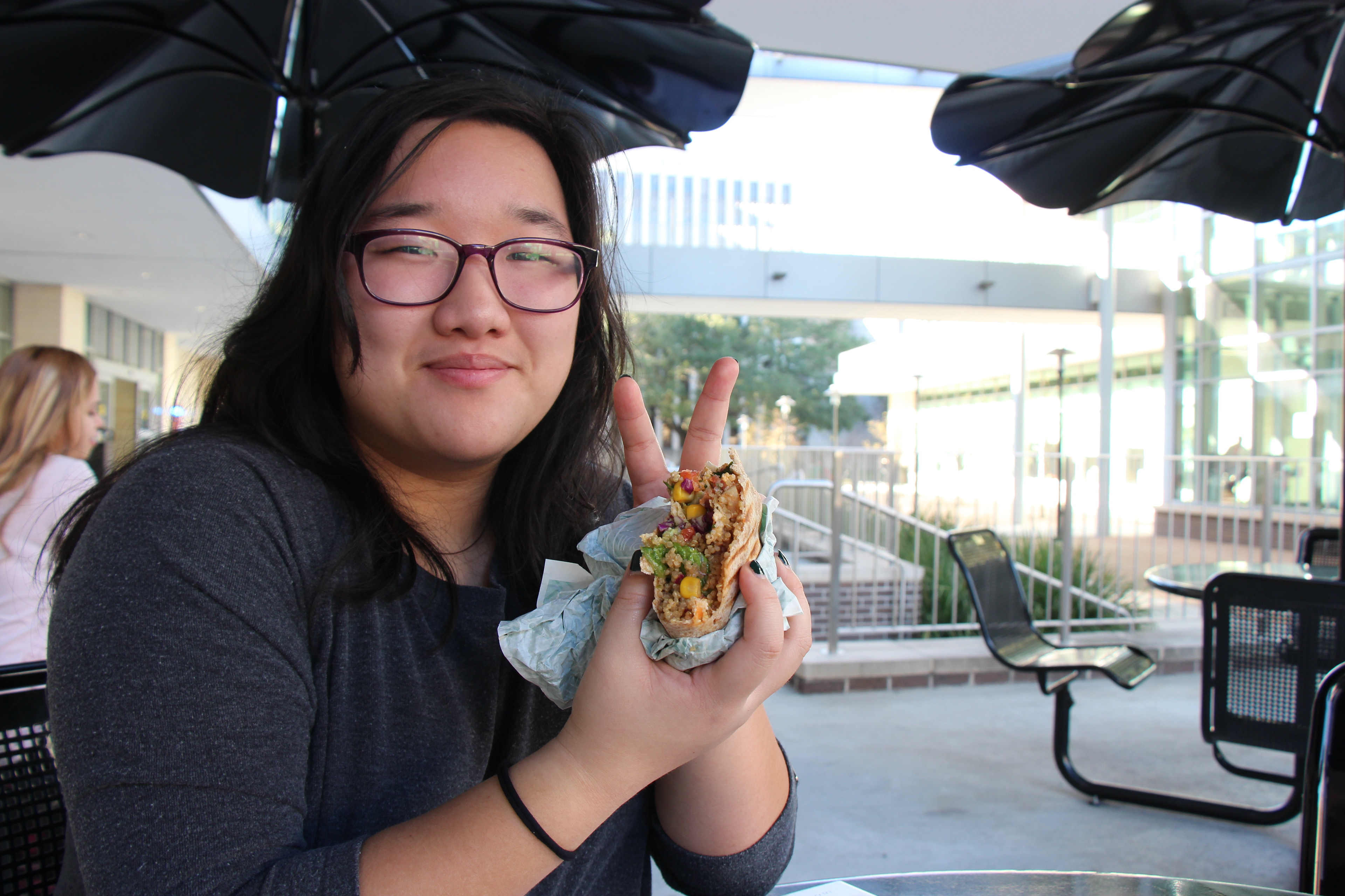 Portrait: A photo taken of my friend while having a lunch hangout.