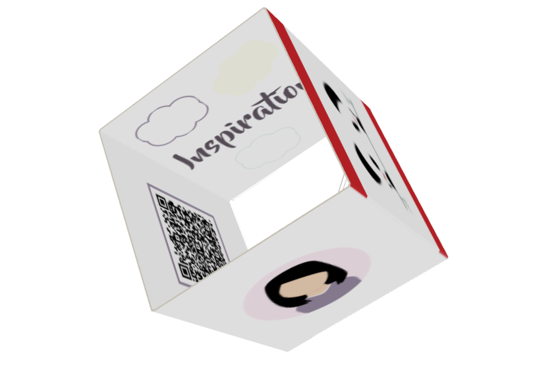 Inside view of business card with QR Code available