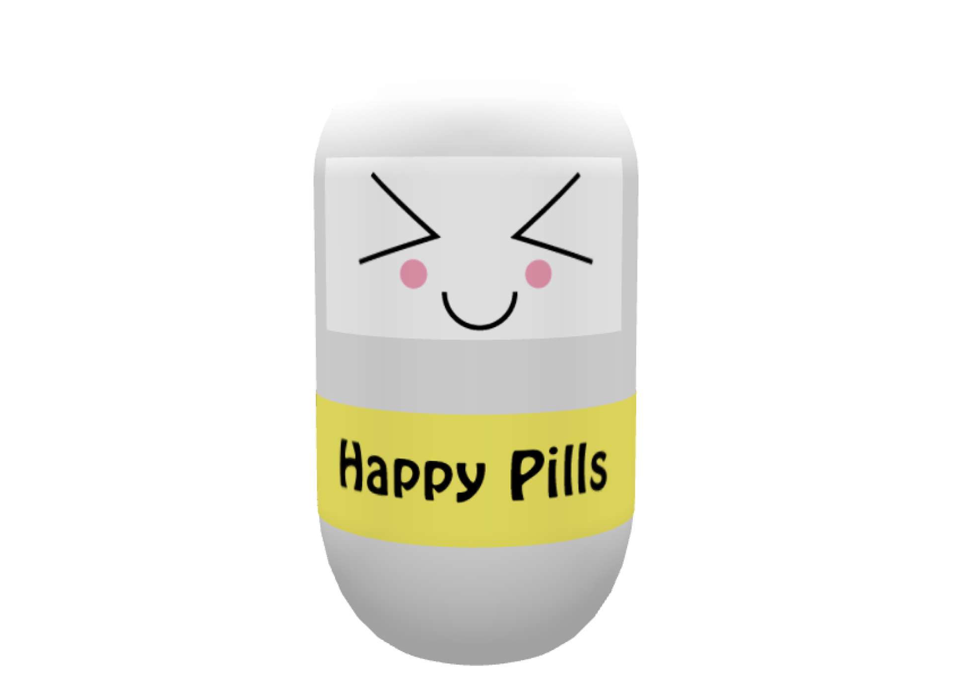 A pill bottle that twists open in the middle. This pill bottle is shaped as a pill and is easier to open. The bottle shape makes it more inviting to take medication and can bring a bit of light to those who are sick, often with the flu or a cold.