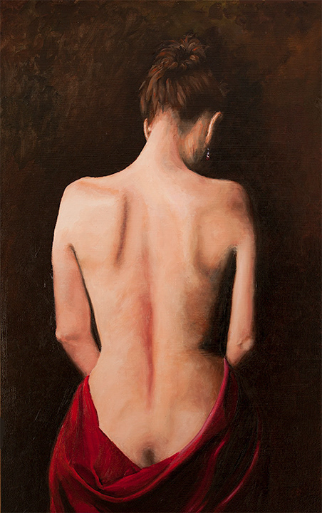 A young naked woman just leaving a hot bath.