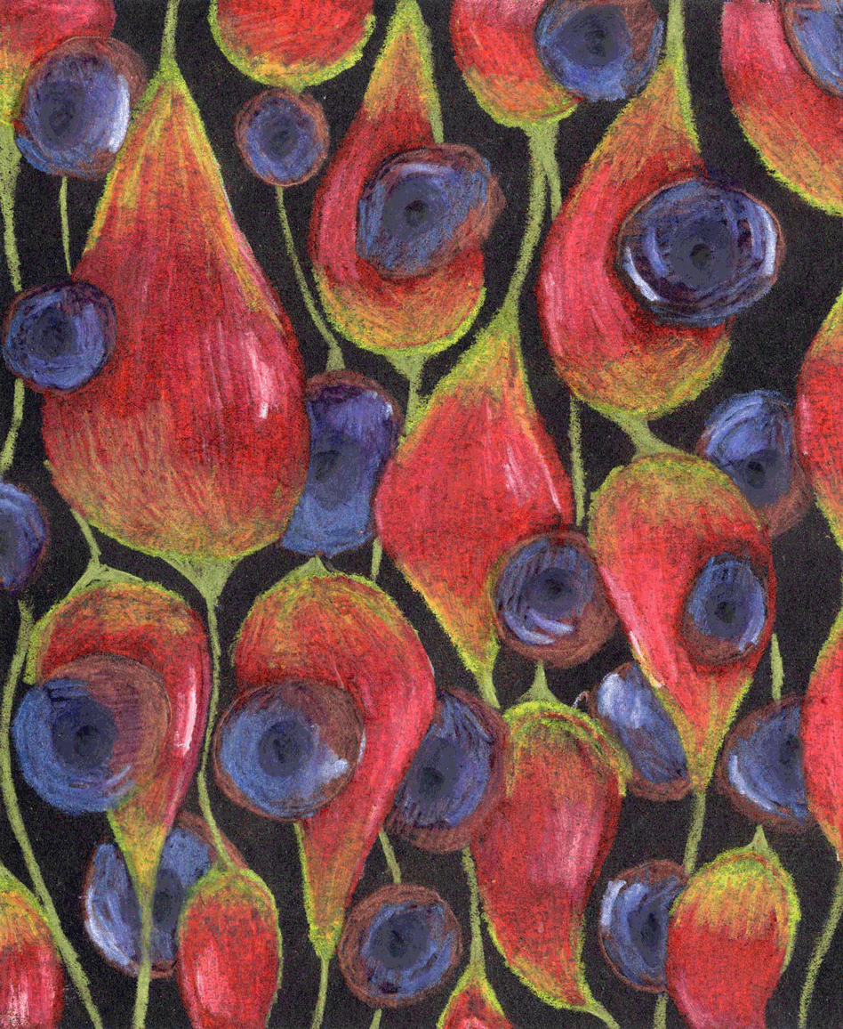 Visiones III, 2024. Lápices acuarelables sobre papel negro. 18 x 15 cm. / Visions III, 2024. Watercolor pencils on black paper. 18 x 15 cm.