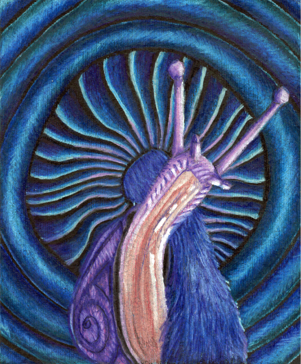 Visiones XVI 2024. Lápices acuarelables sobre papel negro. 21,2 x 17,1  cm. / Visions XVI, 2024. Watercolor pencils on black paper. 21,2 x 17,1  cm.