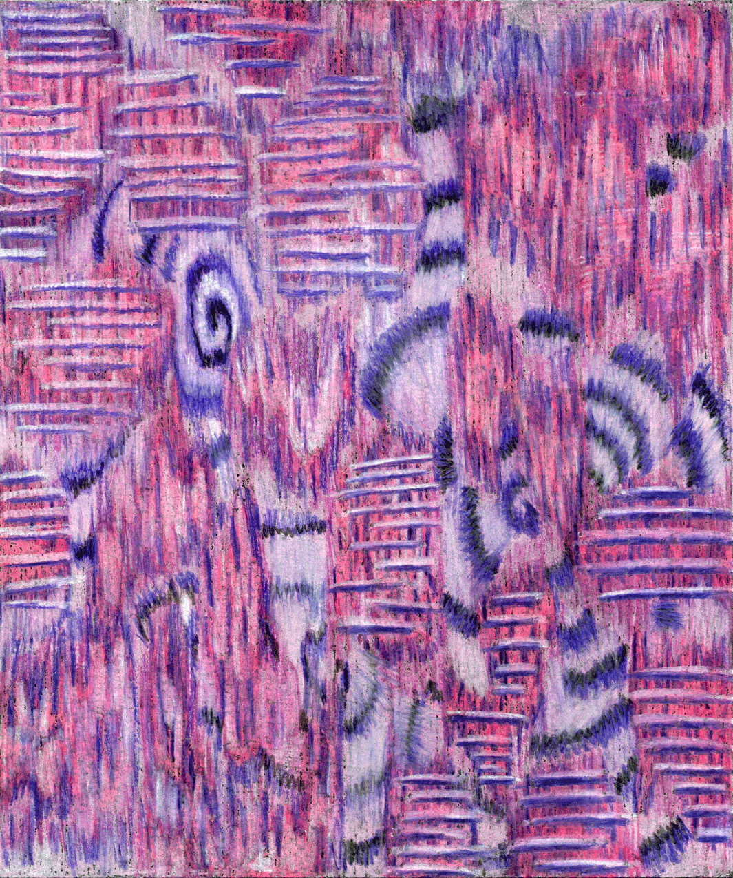 Visiones XVIII 2024. Lápices acuarelables sobre papel negro. 21,2 x 17,1  cm. / Visions XVIII, 2024. Watercolor pencils on black paper. 21,2 x 17,1  cm.
