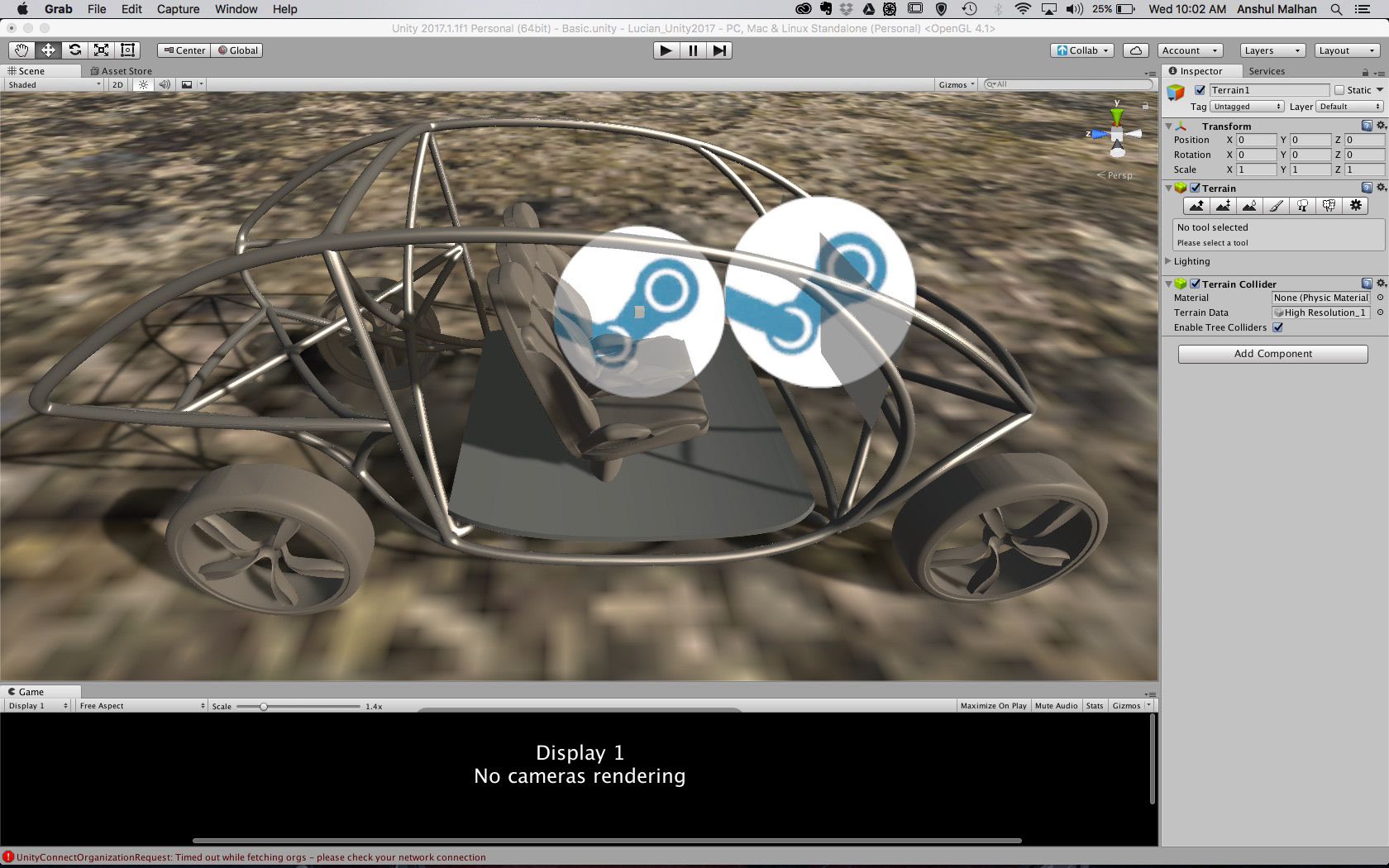 Setting up the frame and seats for VR in Unity