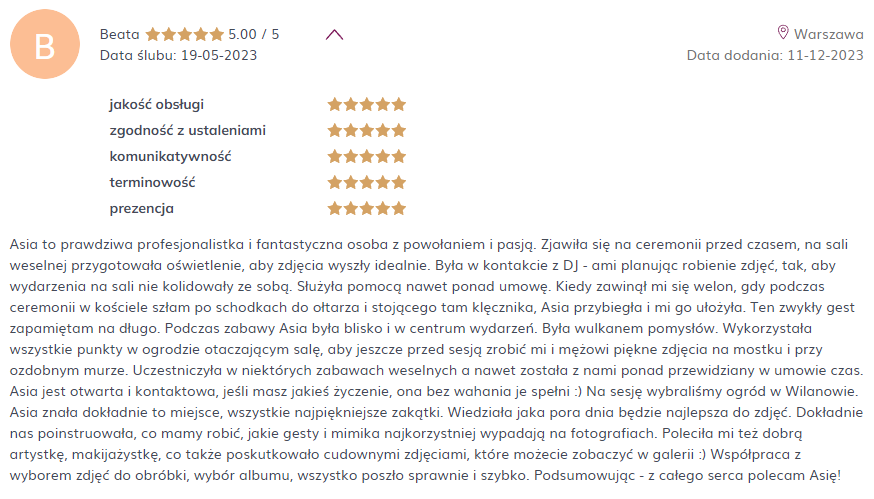 Fotoreportaż ślubny