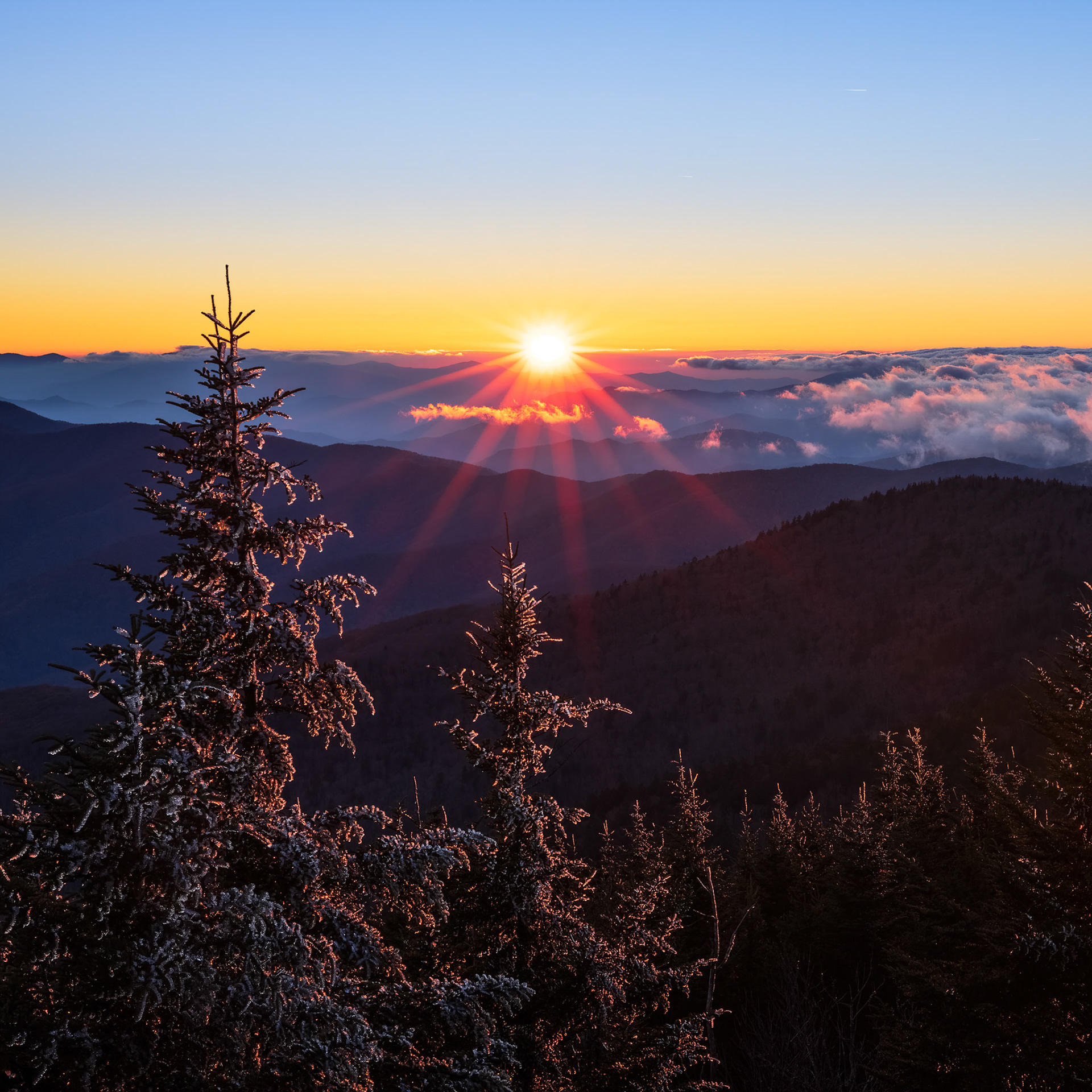 SUN SETTING AT CLINGMAN'S DOME