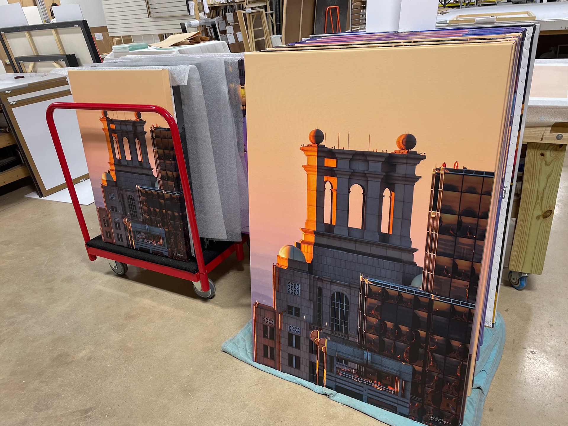 53 CANVAS GALLERY WRAPS AWAITING INSTALLATION AT PARK CENTRAL CONDOS