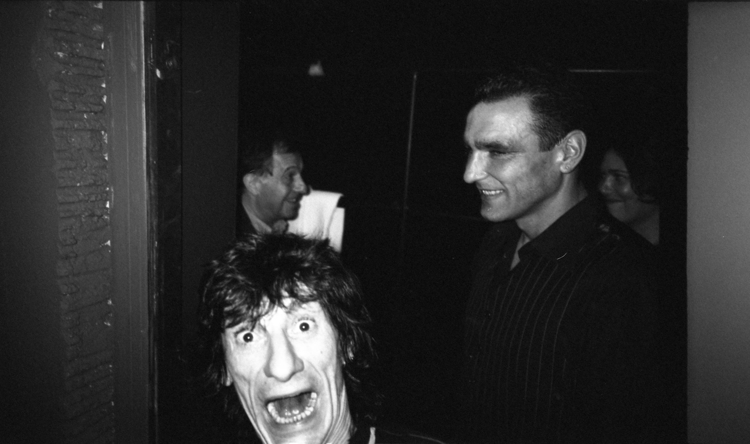 Ronnie, Vinnie Jones (R), Nick Cowan (Manager), Vicar Street, solo Ronnie Wood gig with Slash from Guns n Roses, c.1995.