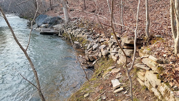 Sycamore Creek at Wayside Park VA & Original Civilian Conservation Corps Stone Wall