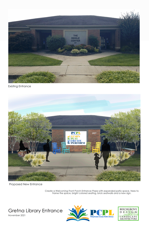 Concept Sketch | Gretna Library Entrance | Existing & Proposed