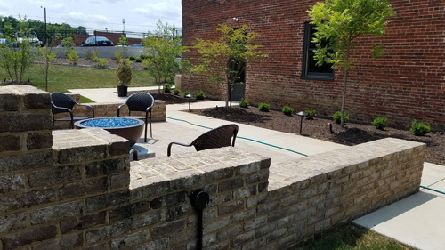 Outdoor Rooms Formed from Brick Walls | Venable Building - Craghead Street | Danville VA