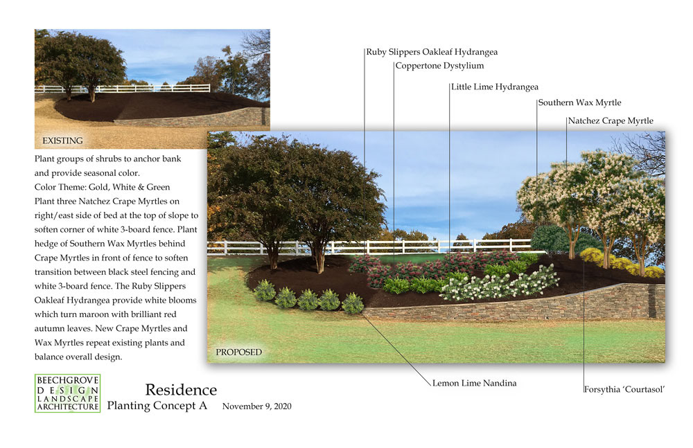 Residential Retaining Wall Planting Design Sketch 2020