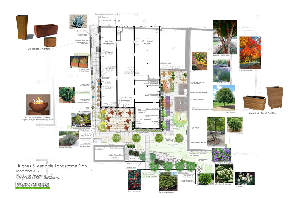 Courtyard Master Plan for Hughes & Venable Buildings in the 500 Block of Craghead Street 2017-2018