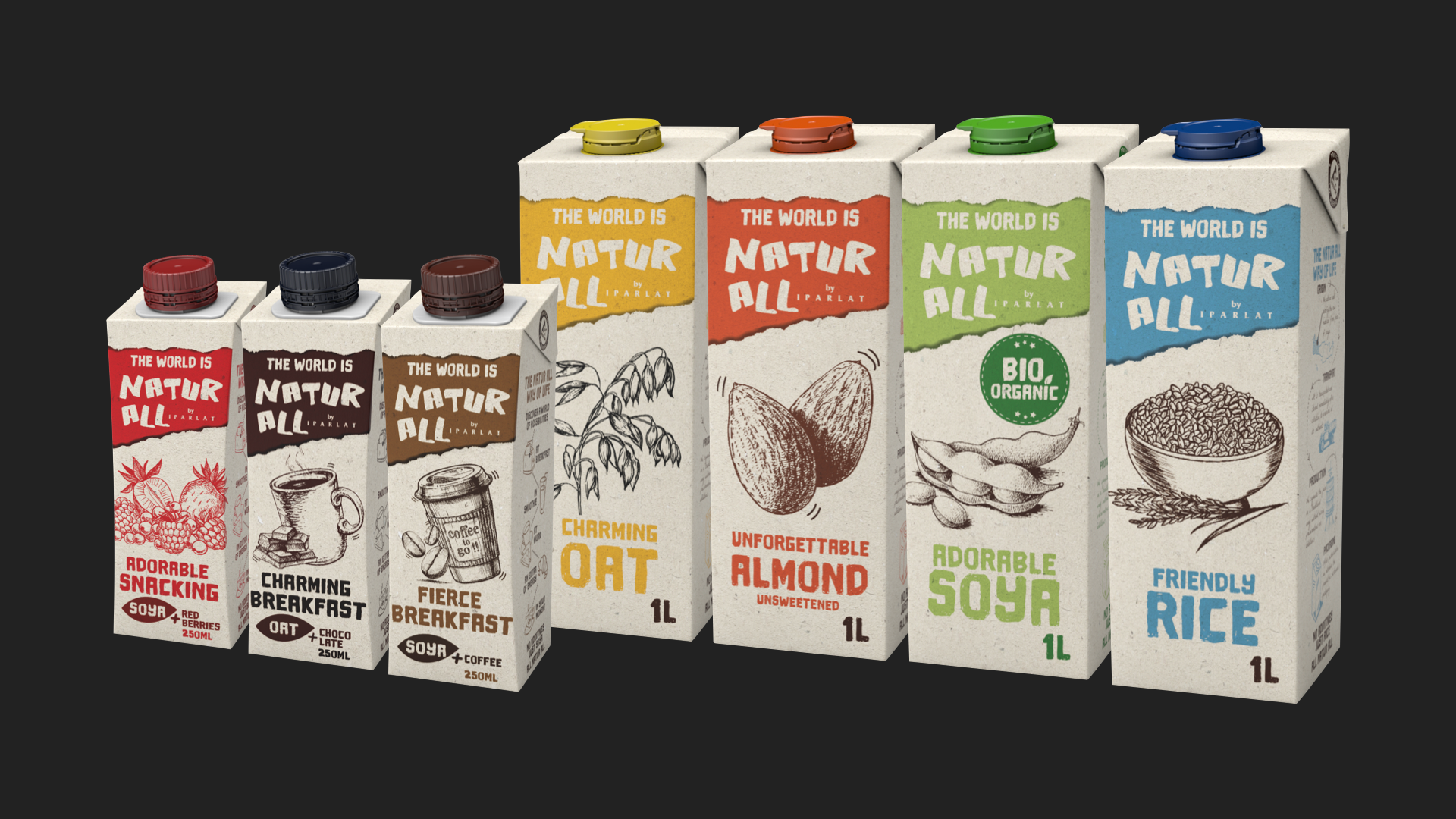 Iparlat NaturAll vegetable drinks brand & packaging design range