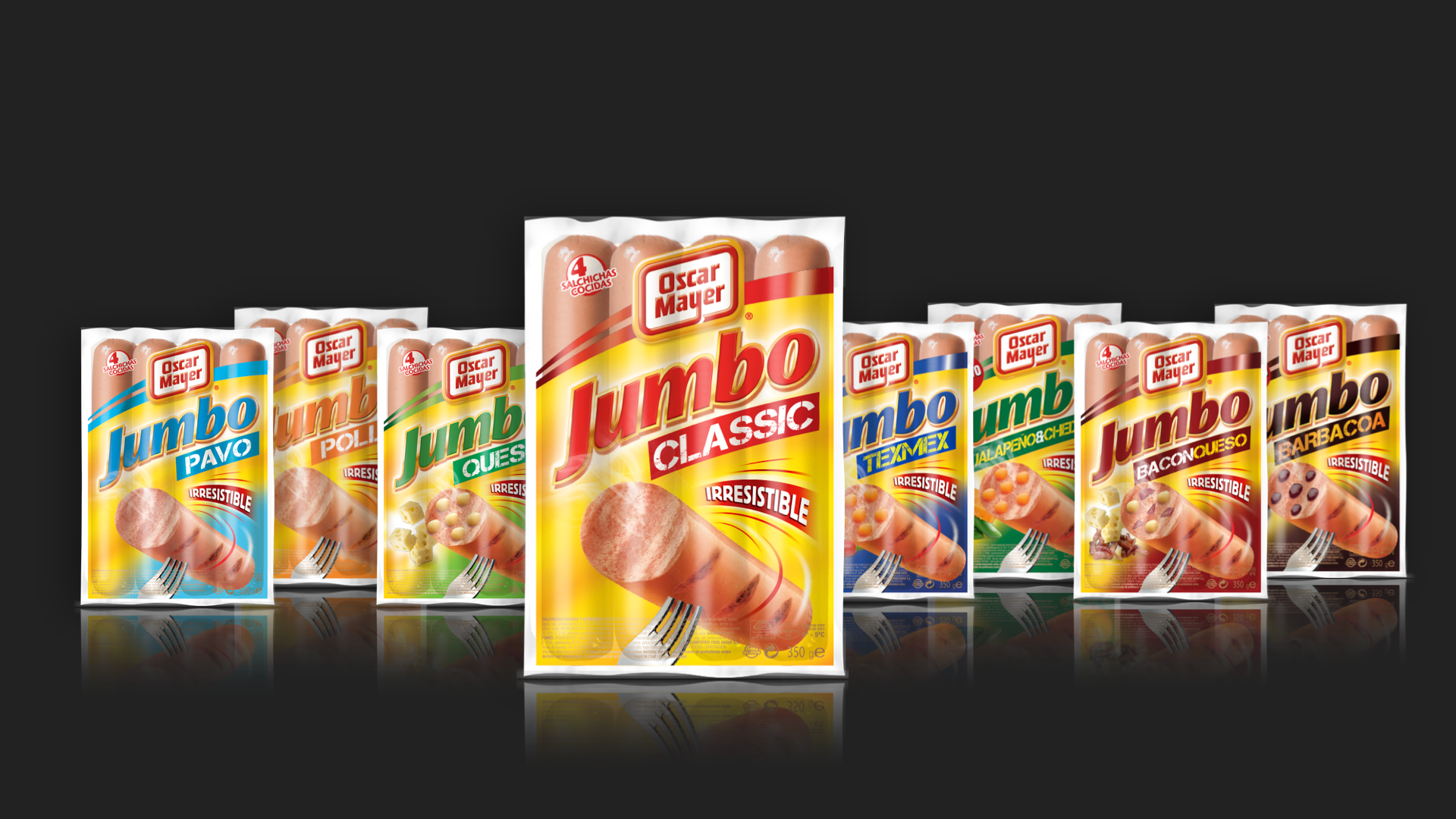Oscar Mayer Jumbo sausages range design