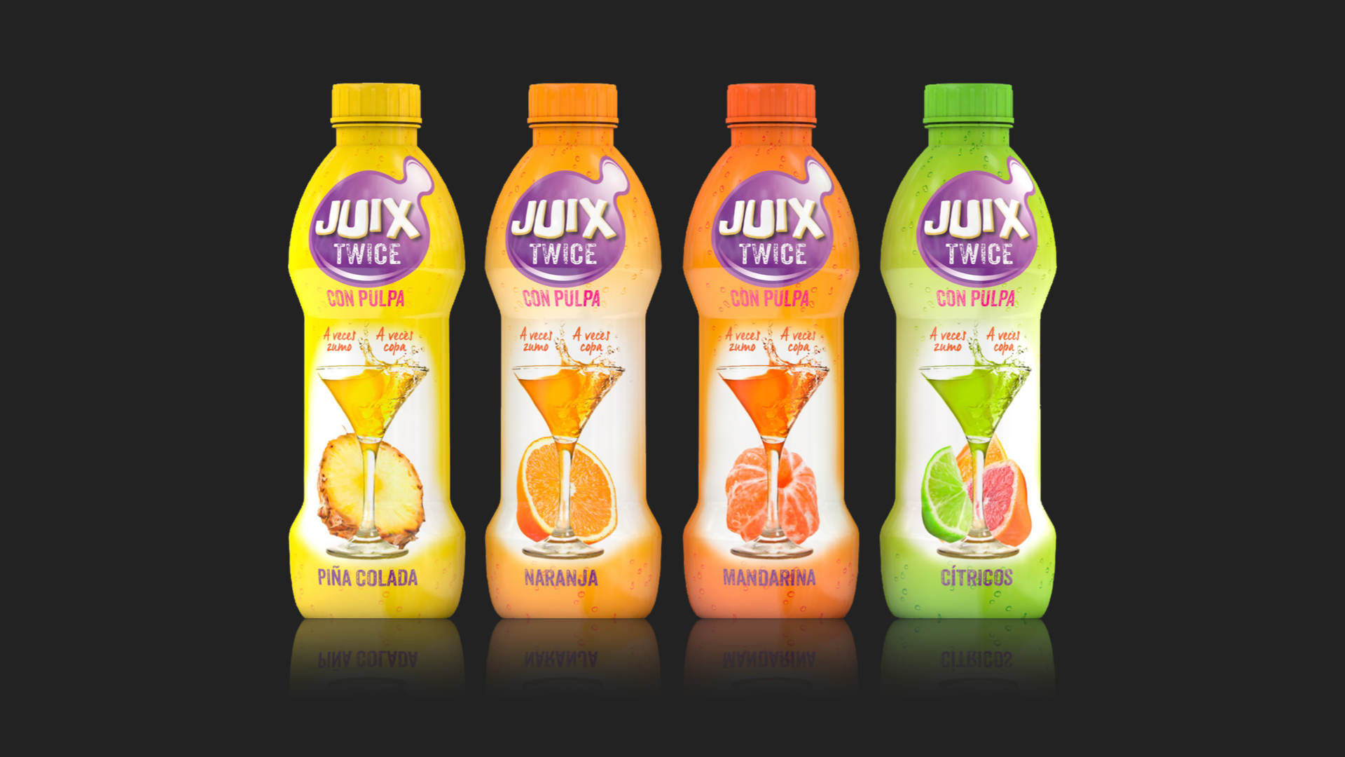 Zumos Palma - Juix Twice “with pulp” design brand & packaging range.