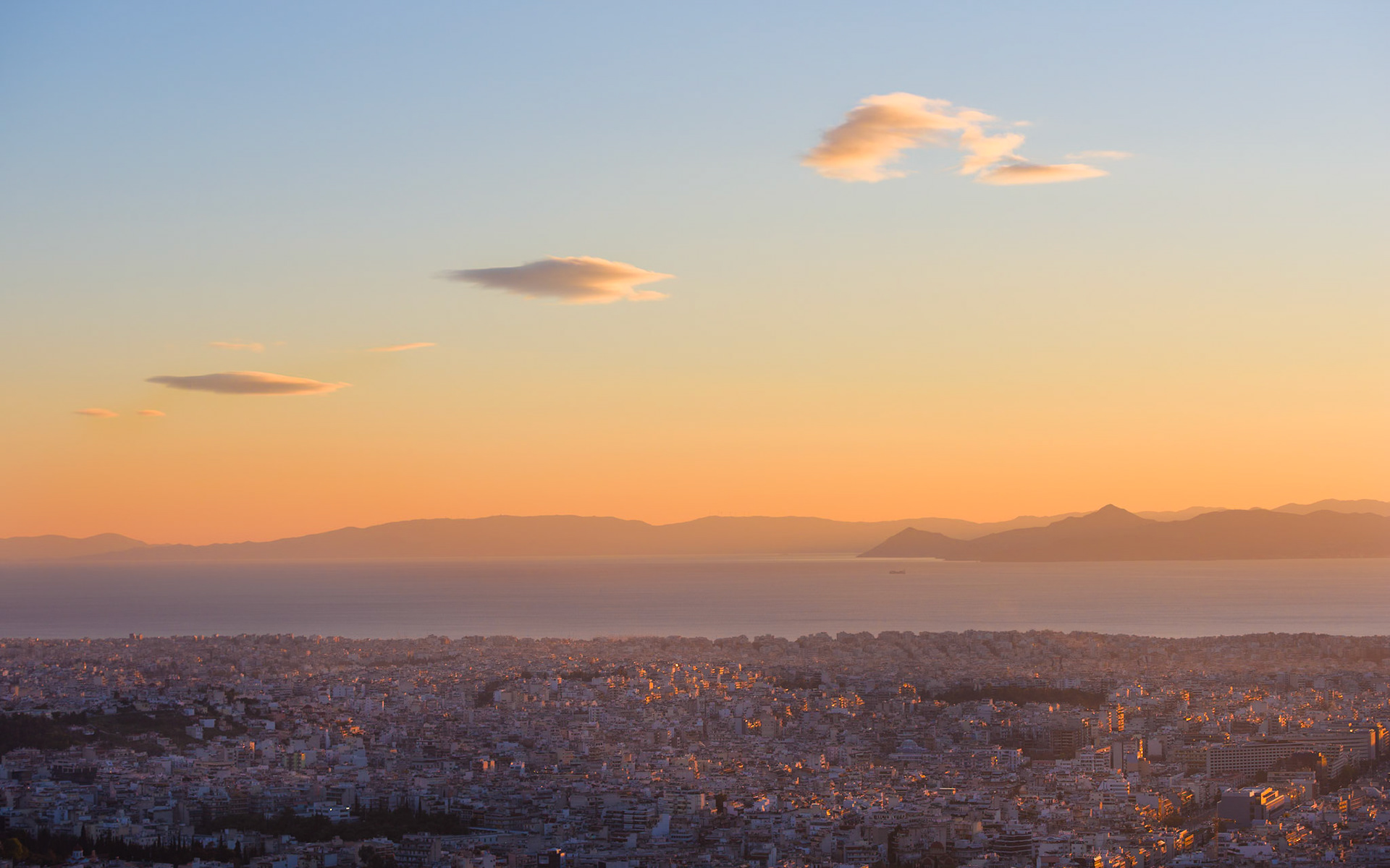 Sunset over Athens, Greece