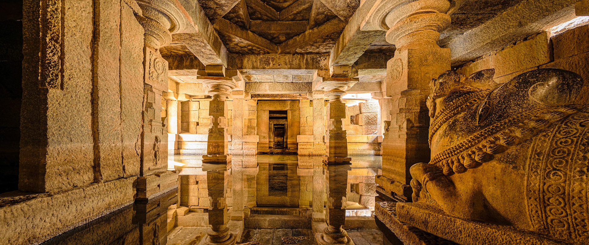 Flooded Shiva temple, India