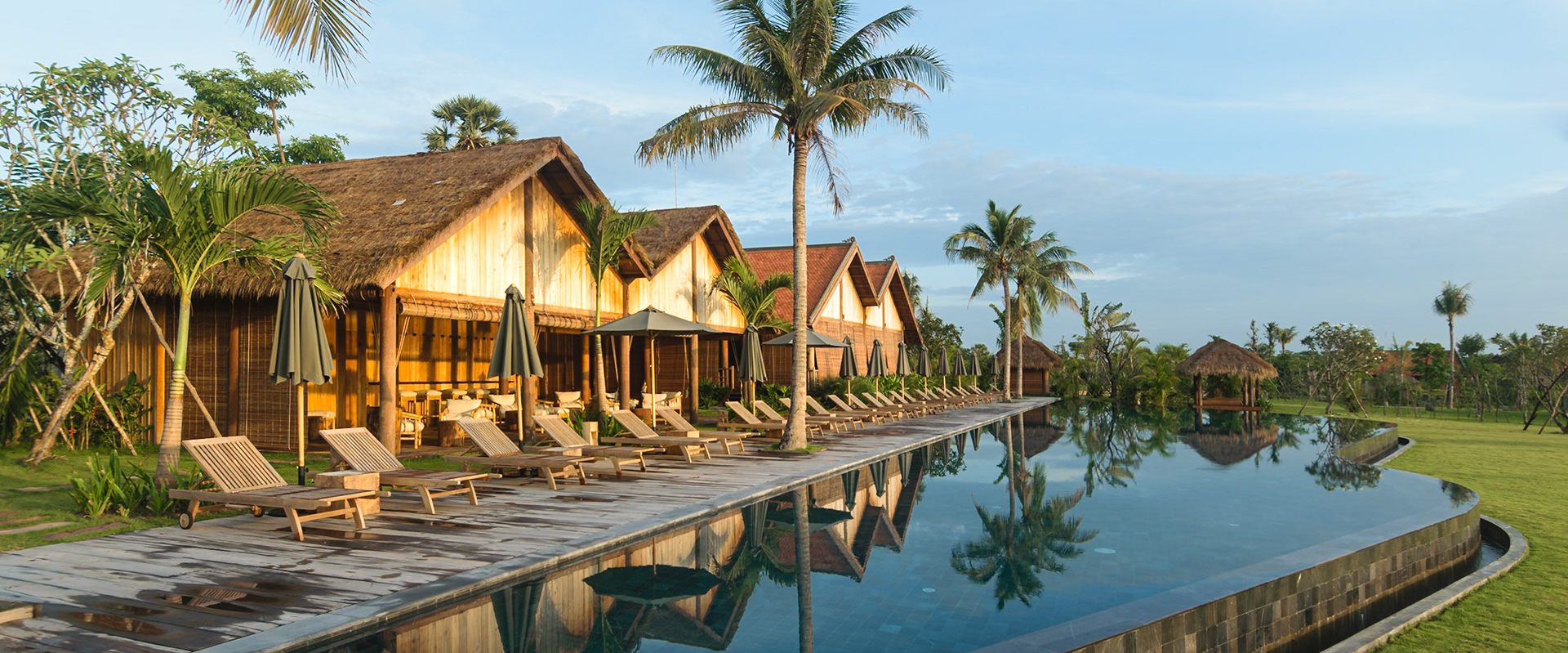 Infinity pool and rice fields, Siem Reap
