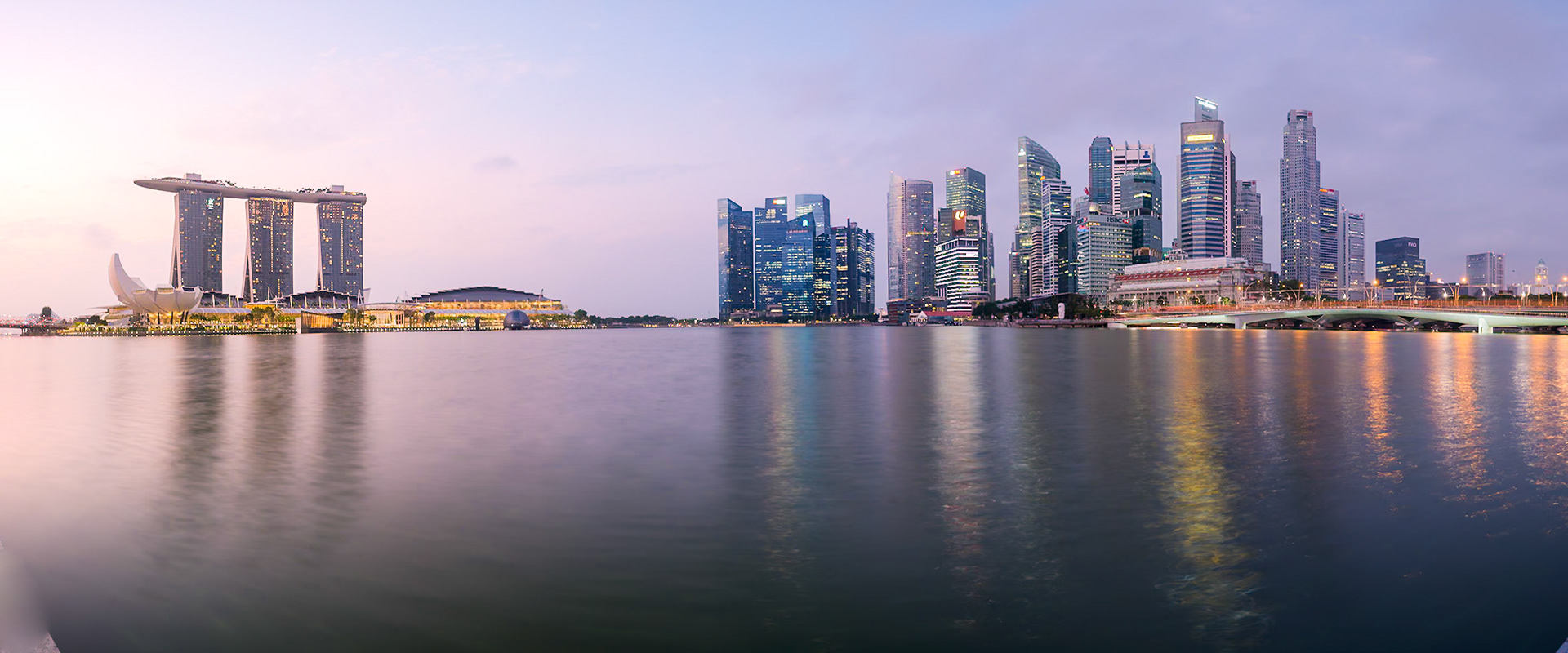 Marina skyline at sunrise, Singapore