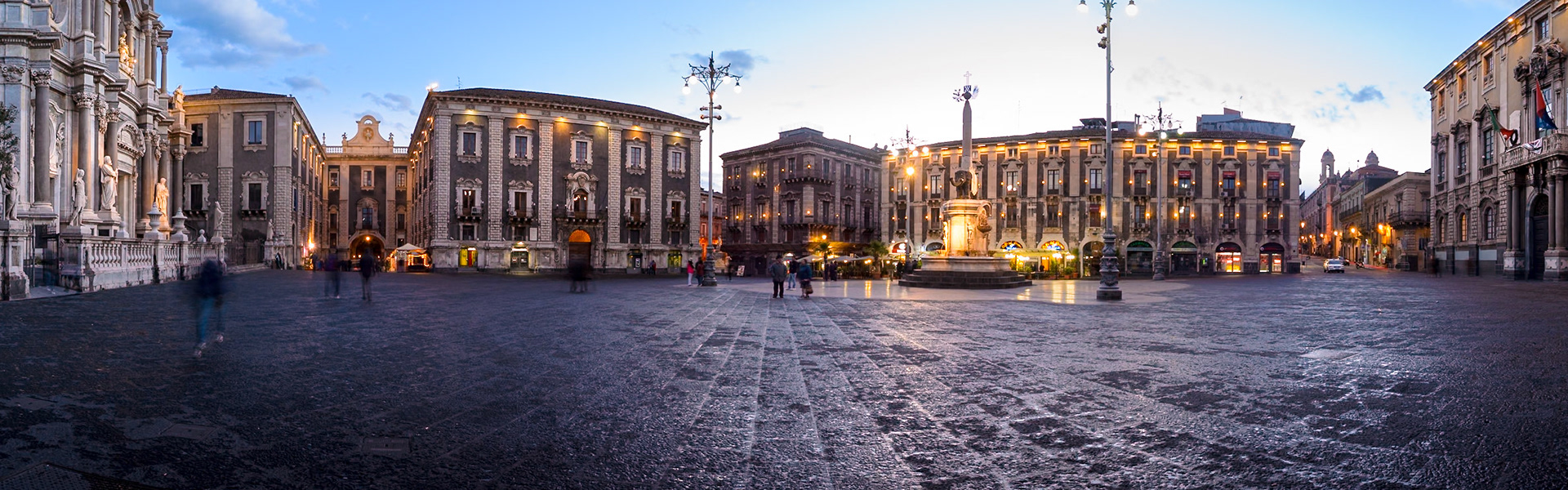 Cathedral square and elephant fountain in Catania, Sicily, Italy